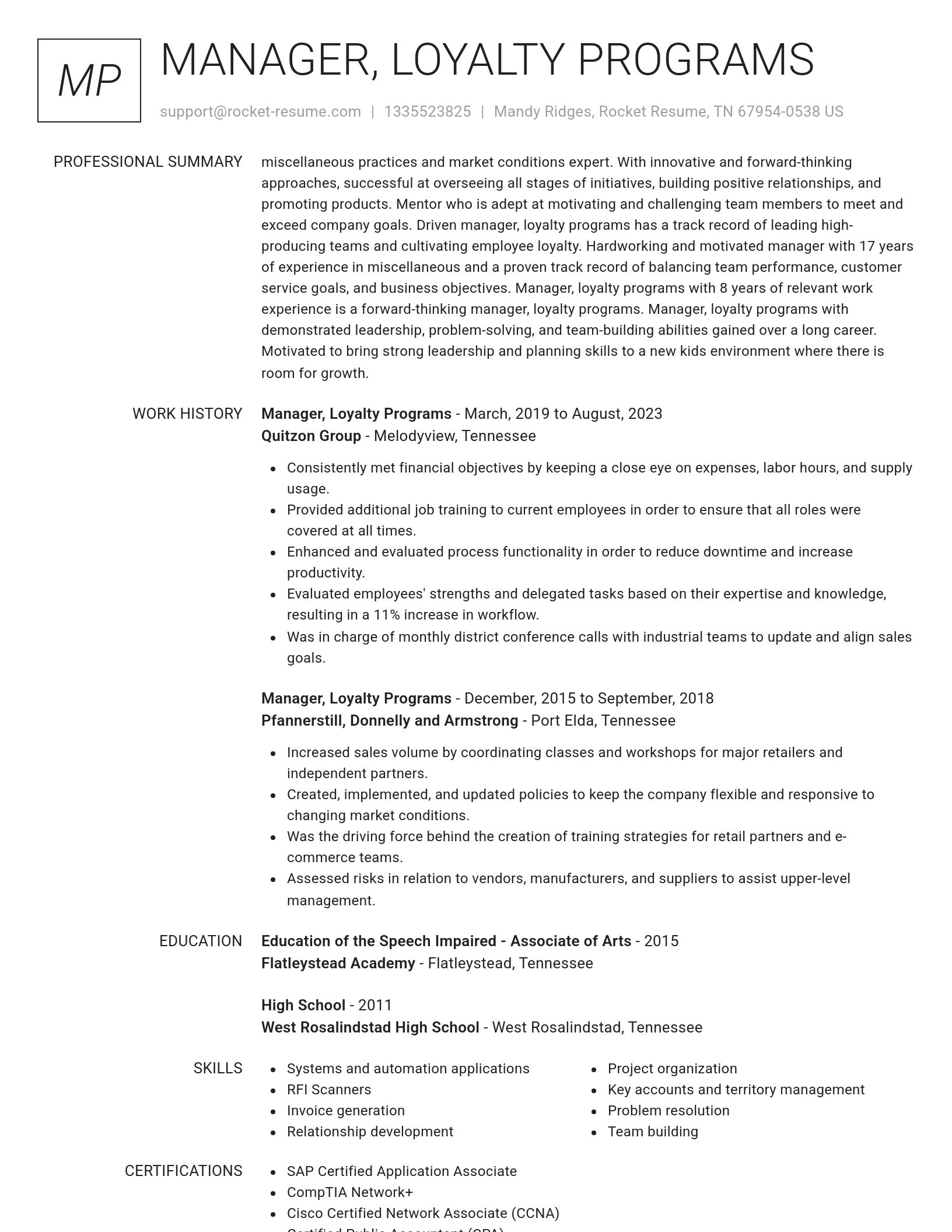 Renowned resume template