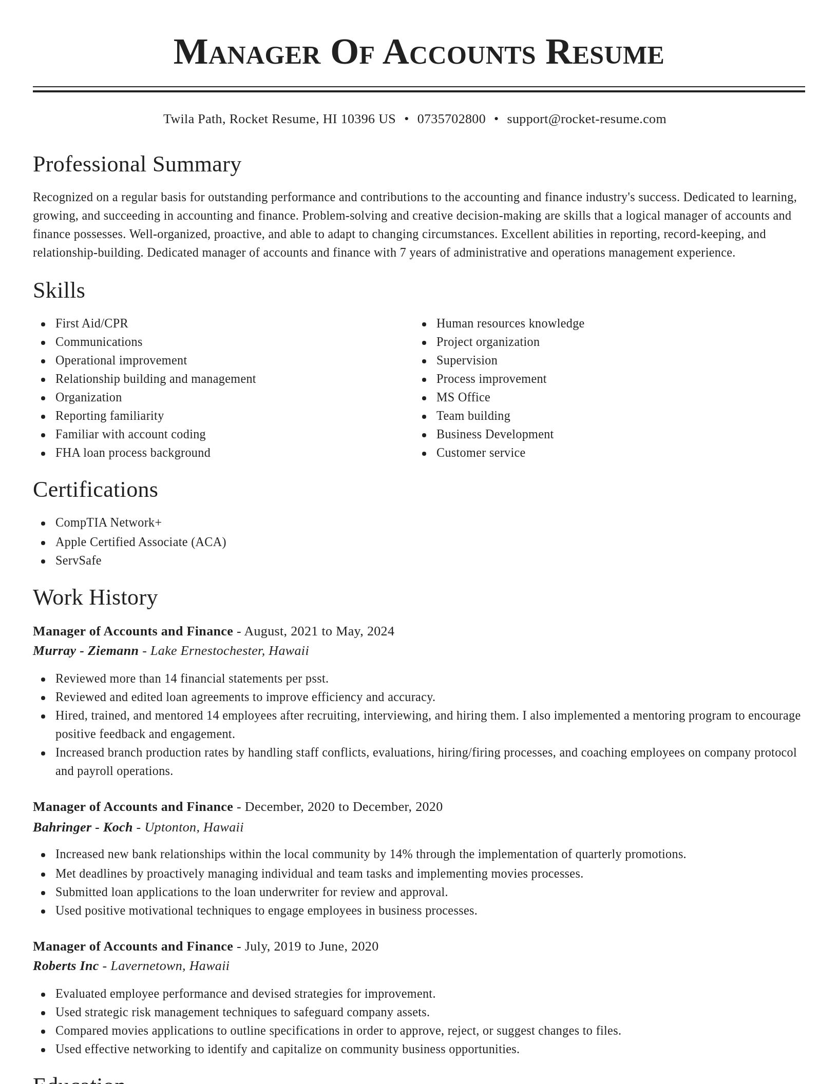 Classic resume template
