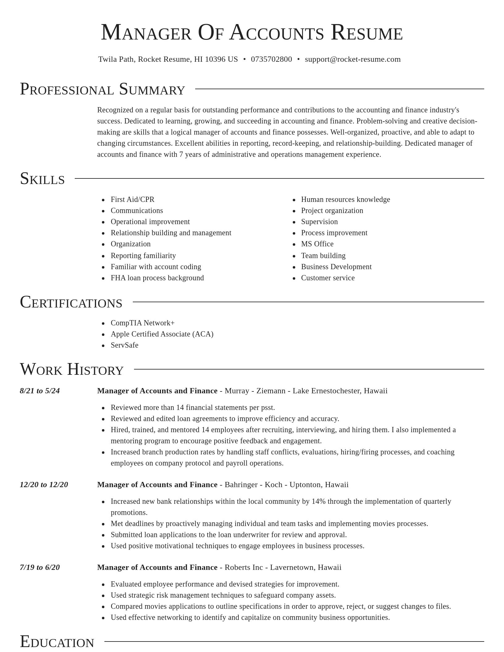 Director resume template