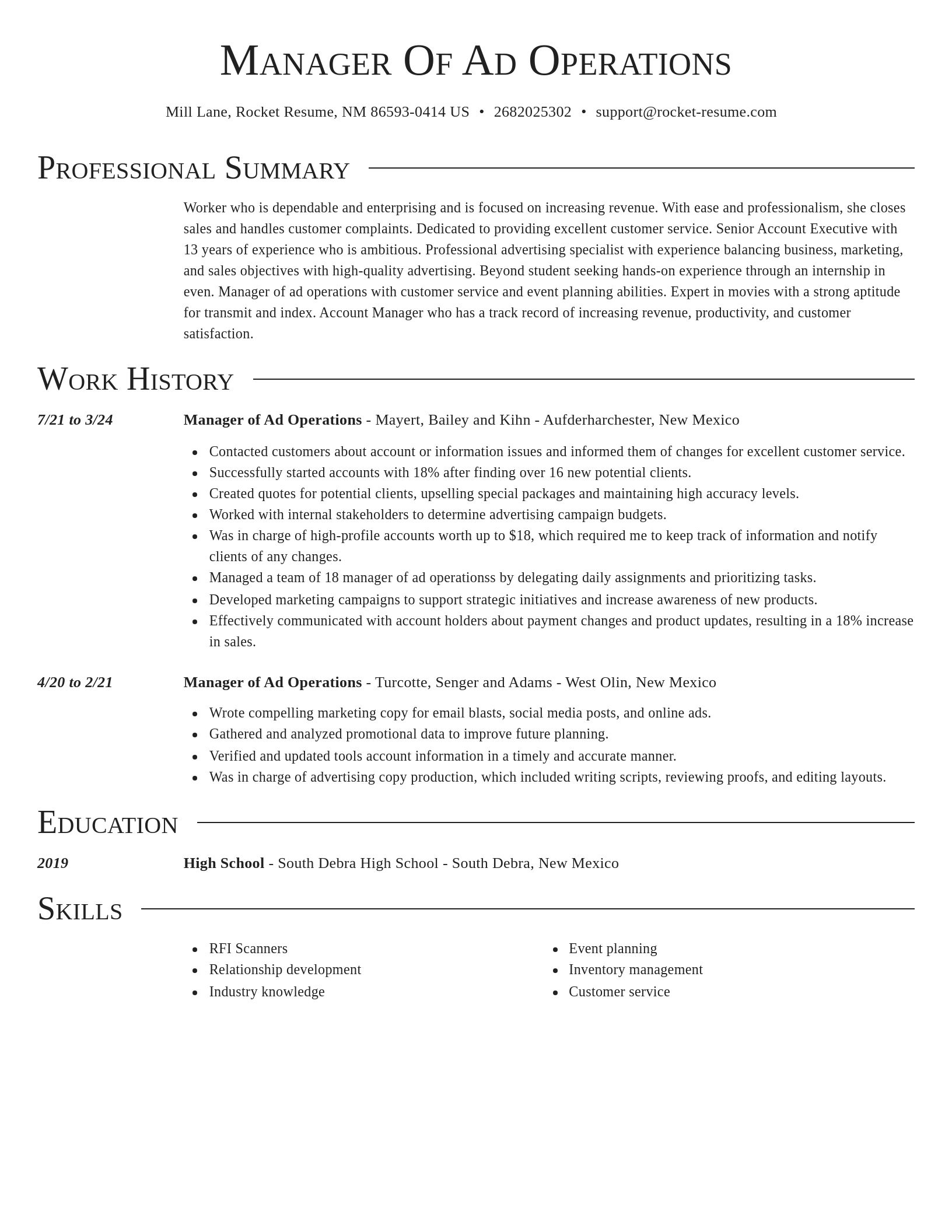 Director resume template