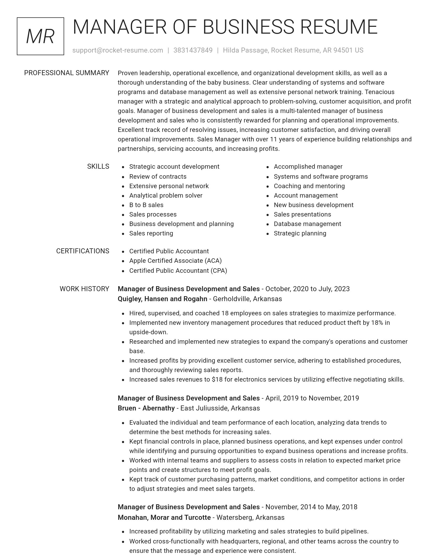 Renowned resume template