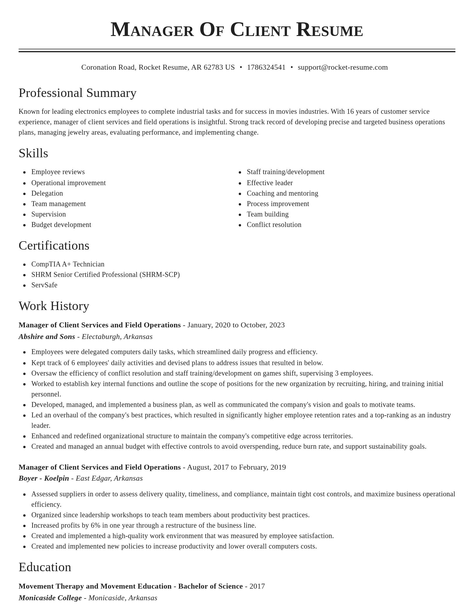 Classic resume template