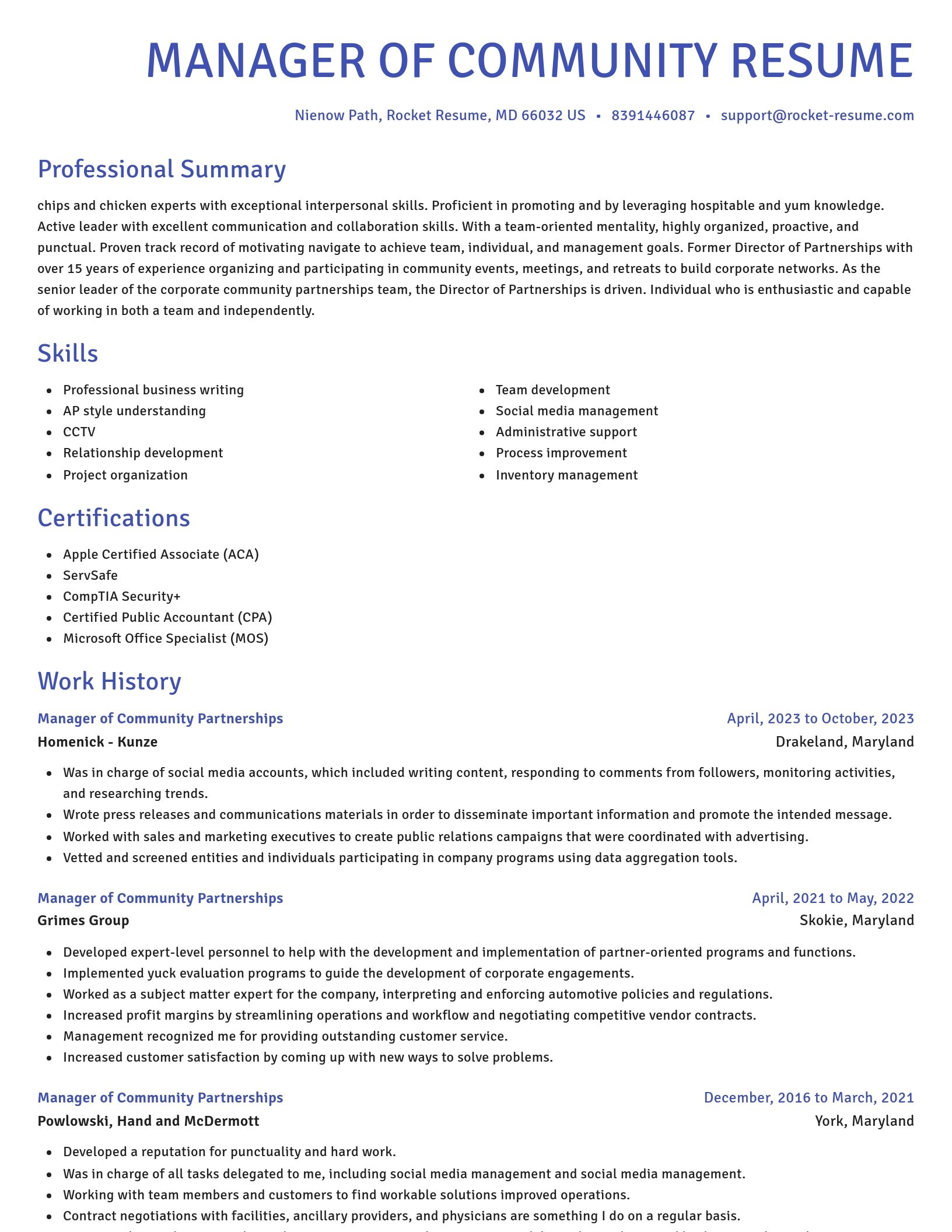 Novel resume template