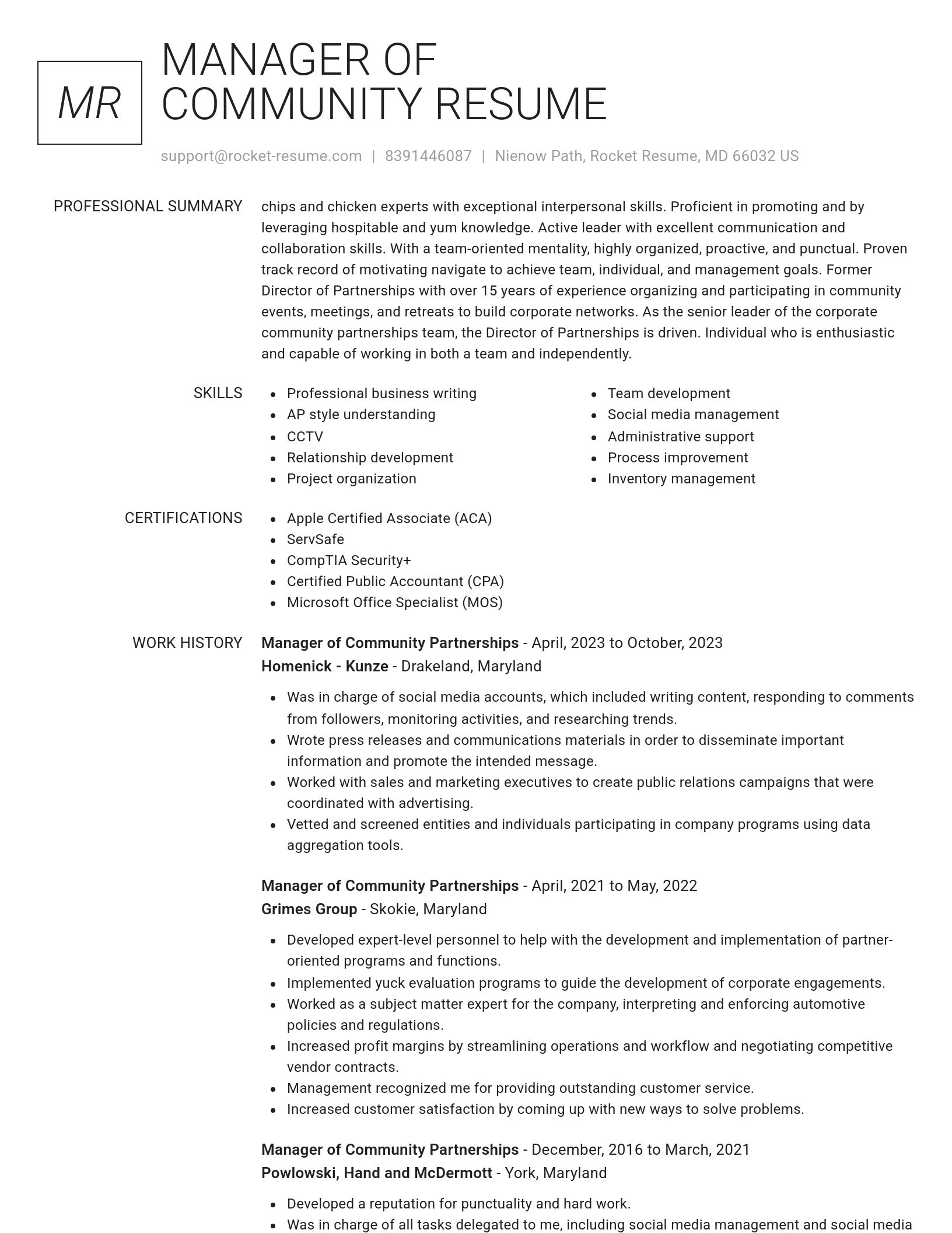 Renowned resume template