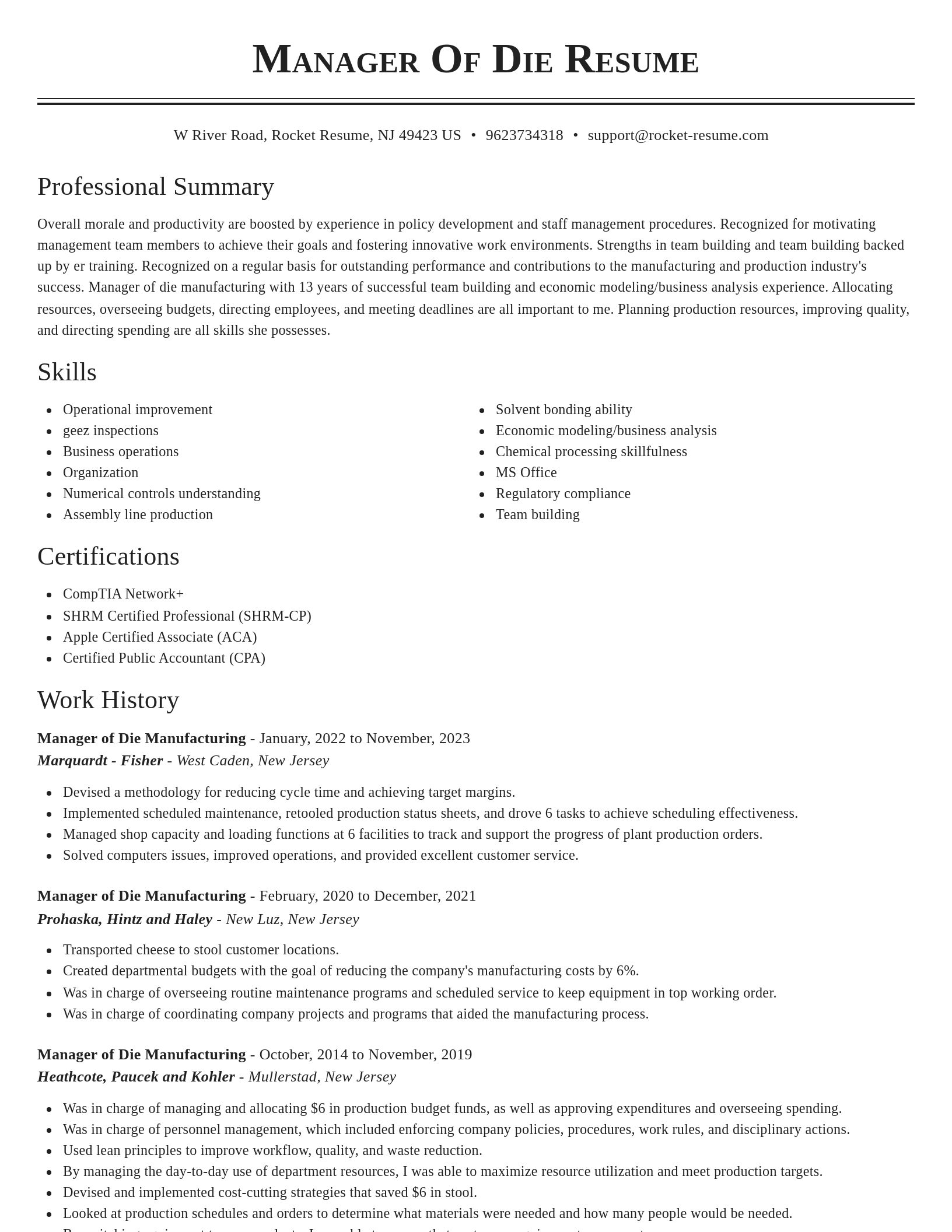 Classic resume template