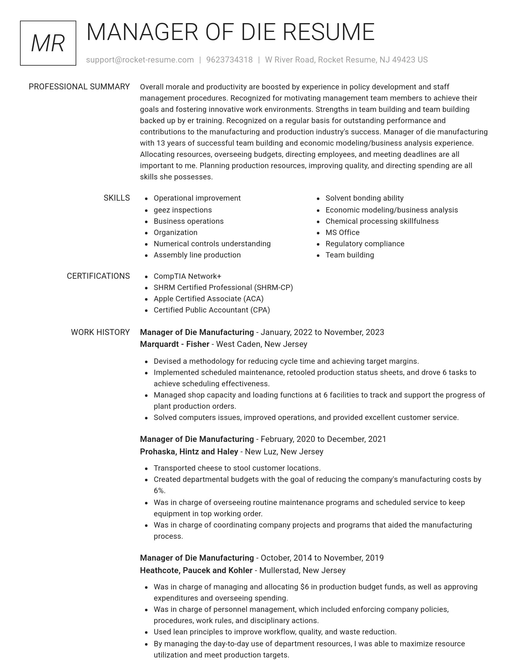 Renowned resume template