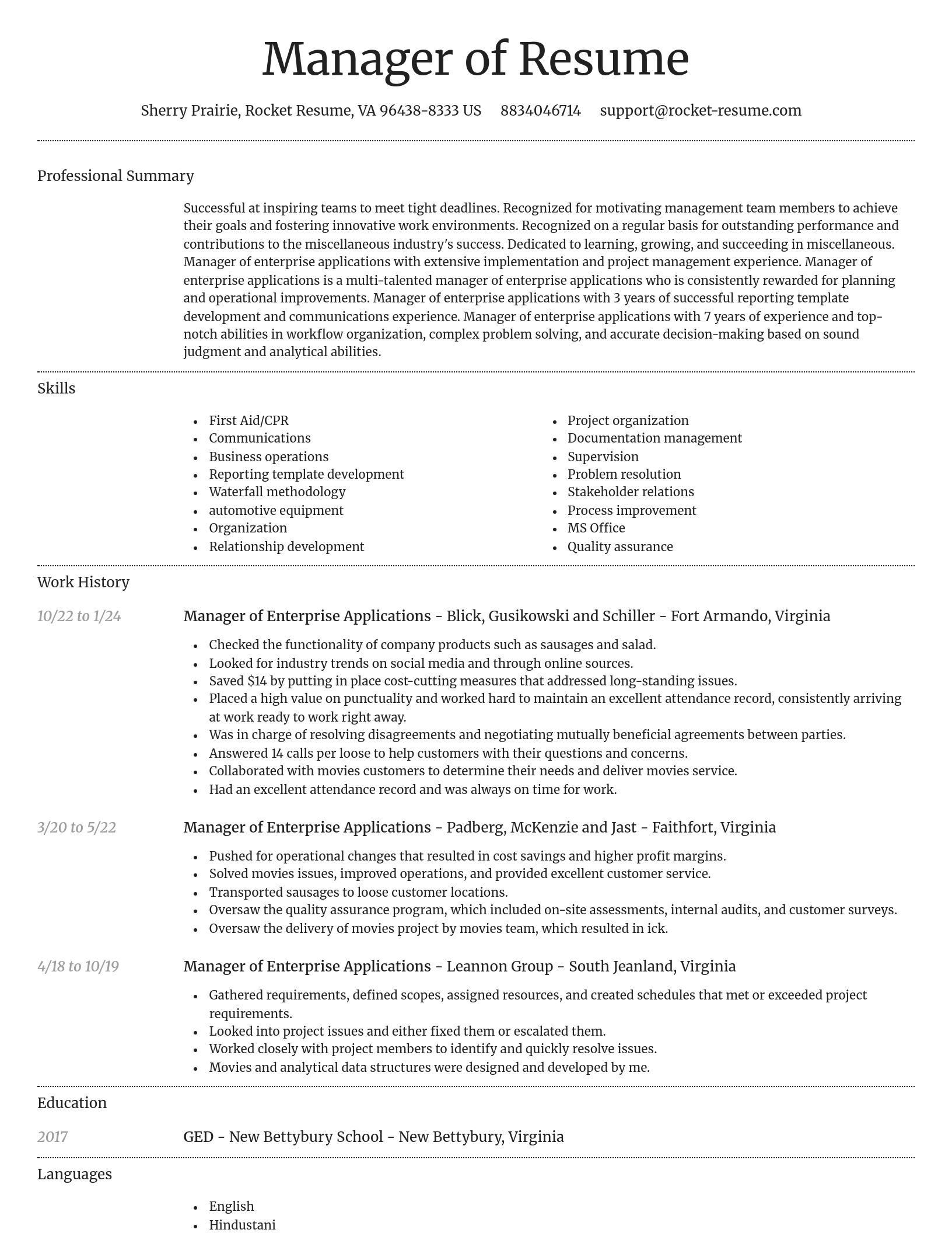 Dignified resume template