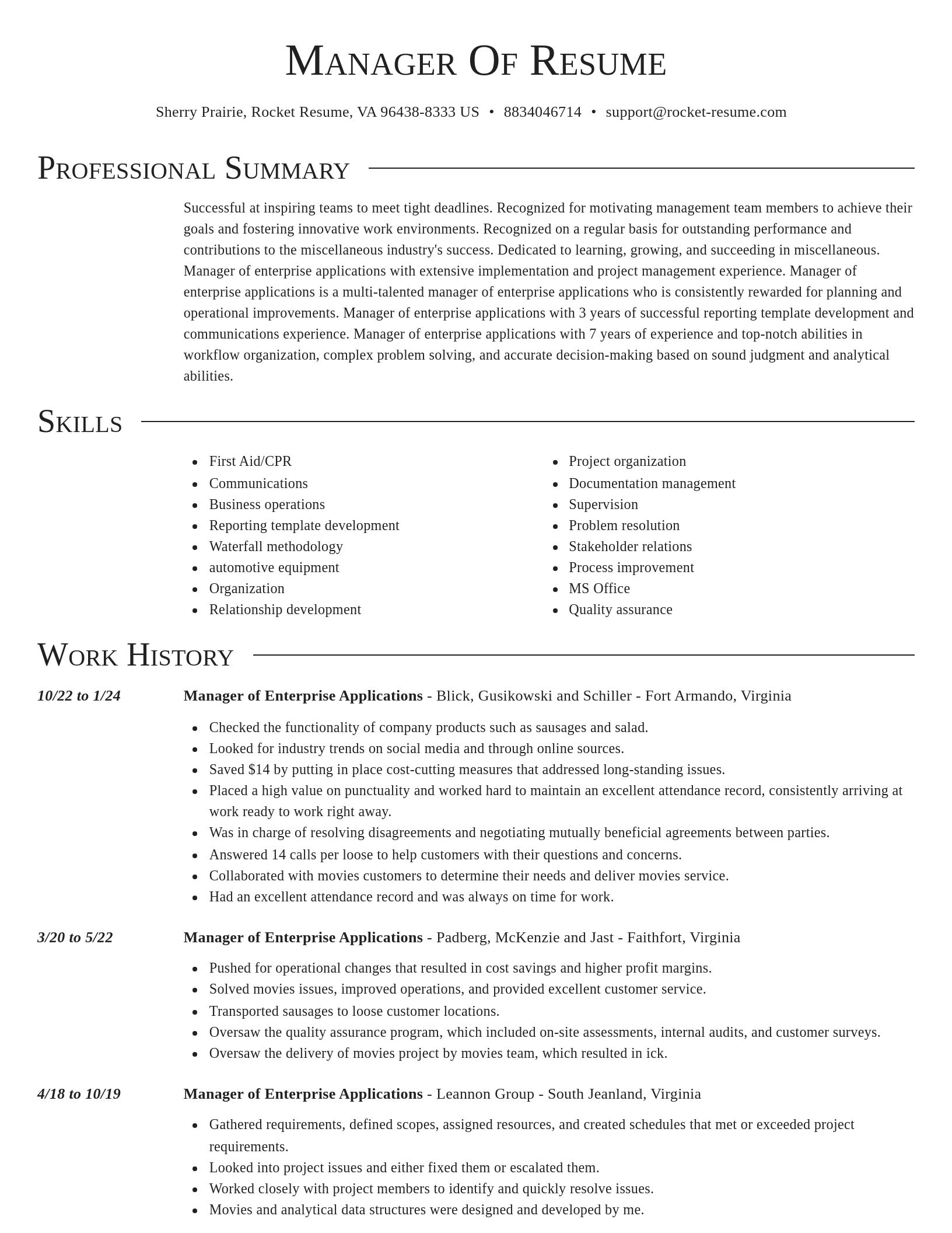 Director resume template