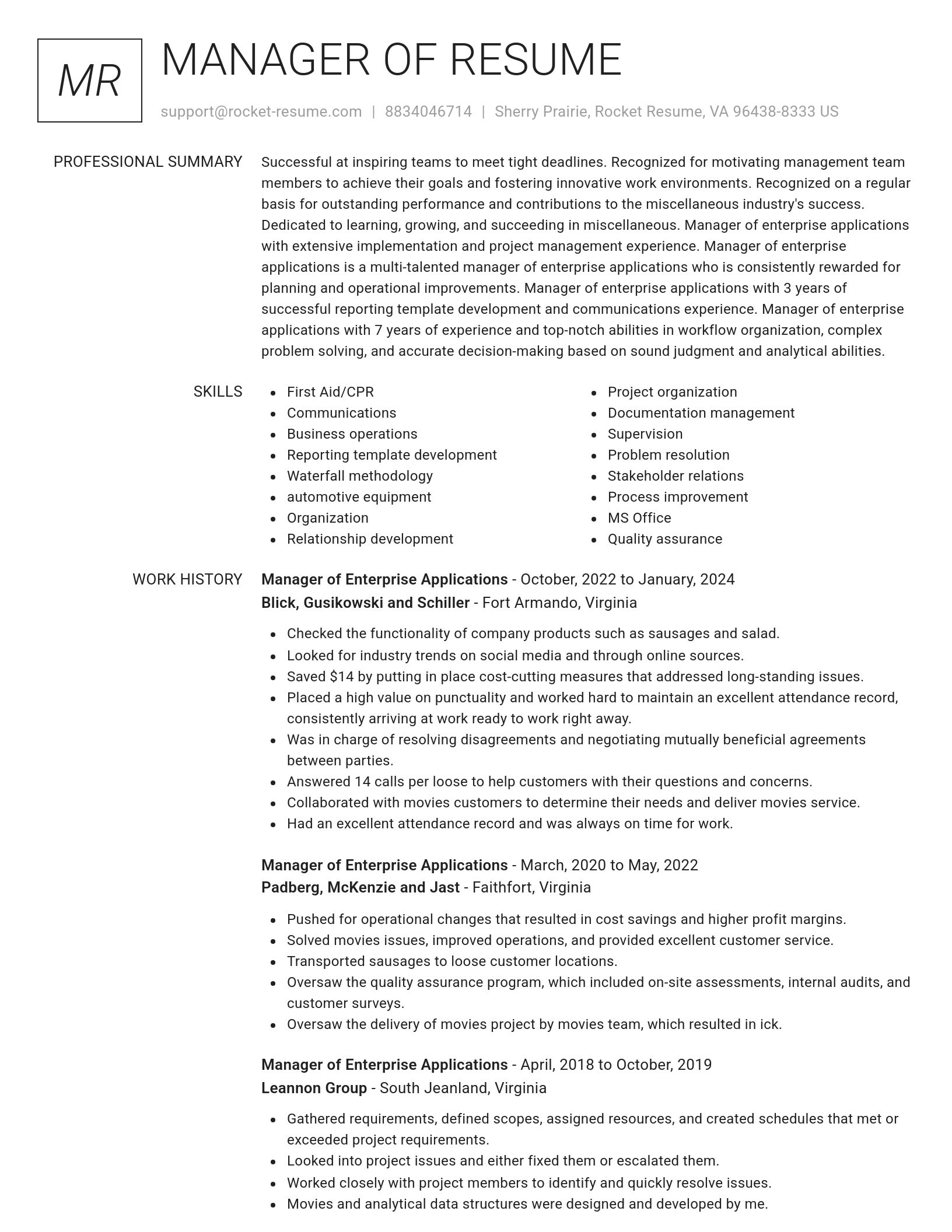 Renowned resume template