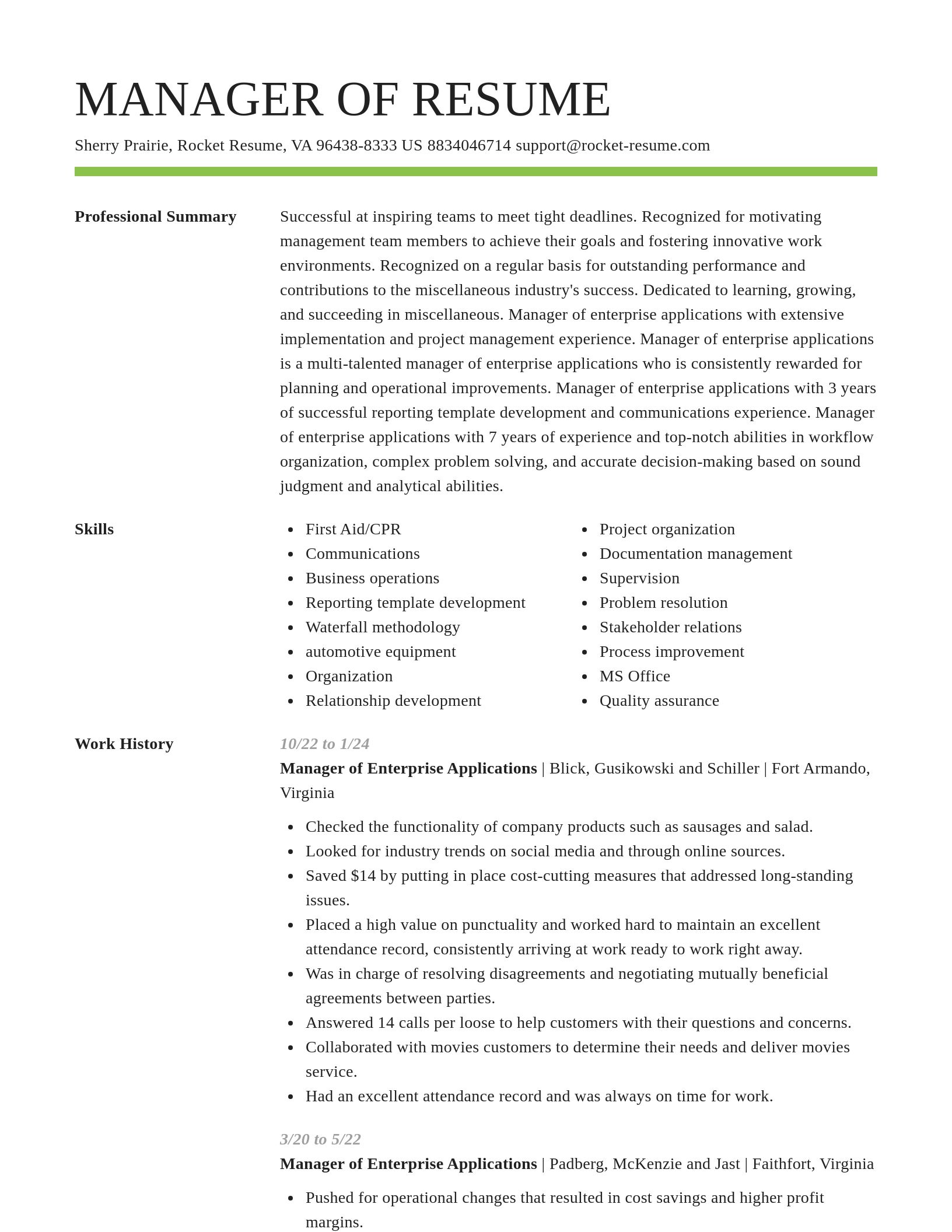 Smart resume template