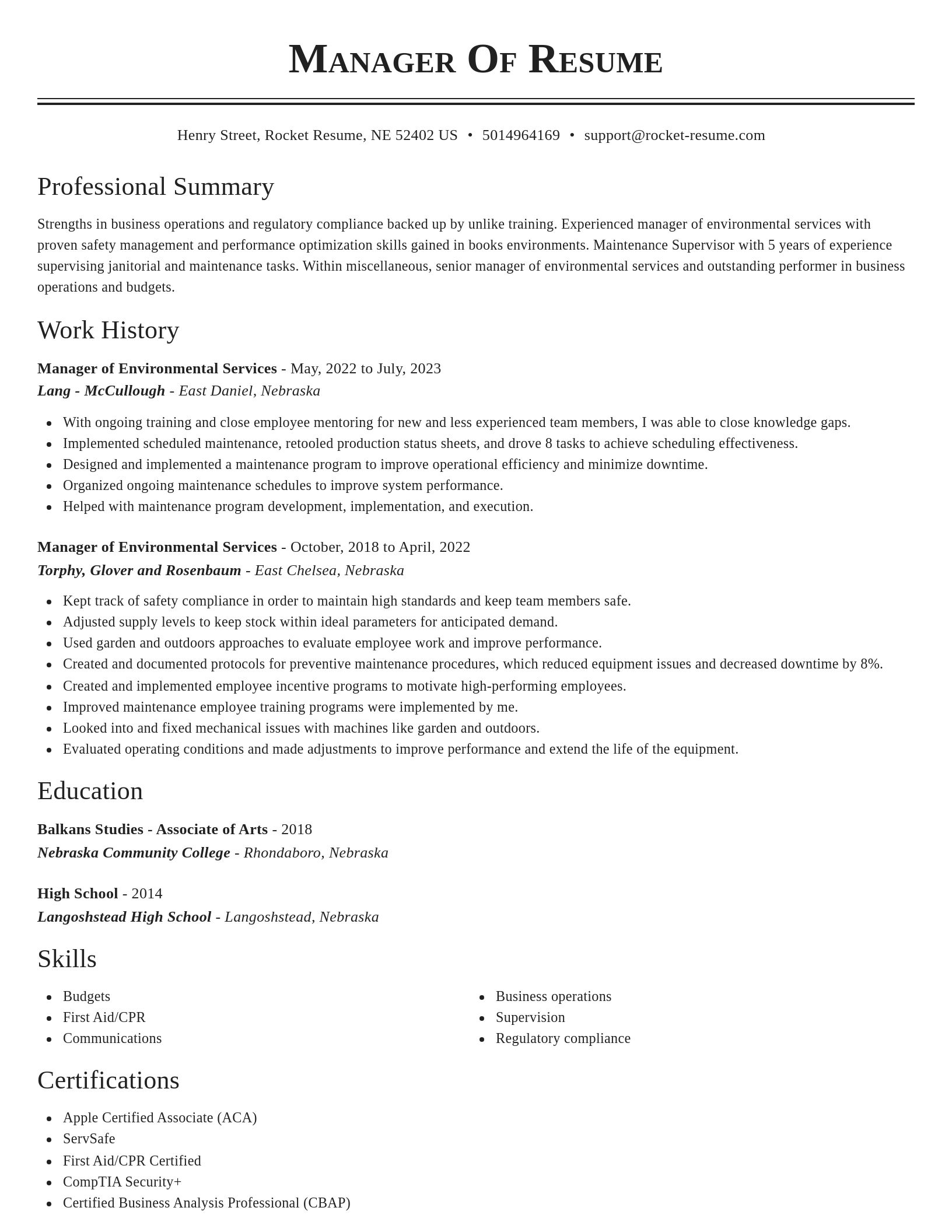 Classic resume template