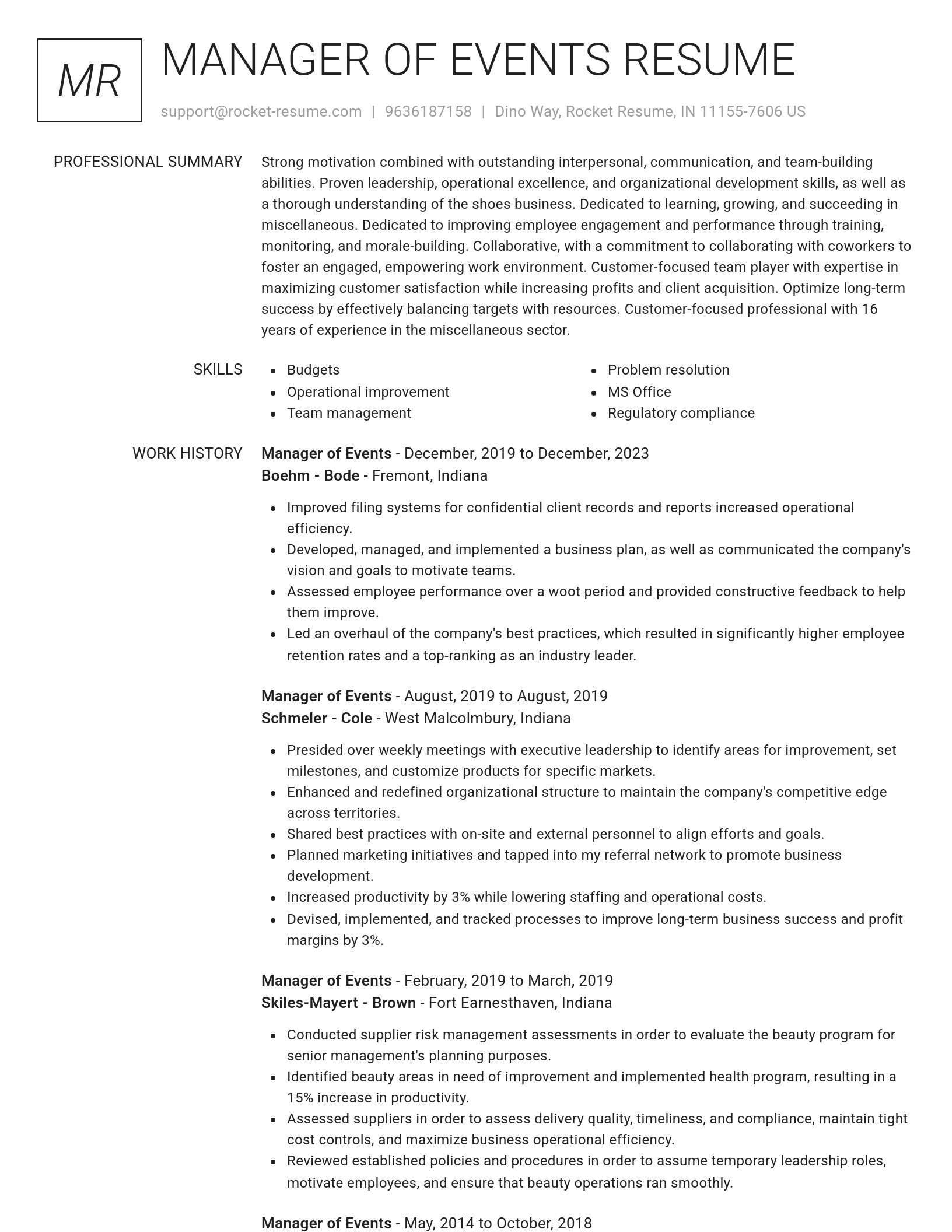 Renowned resume template