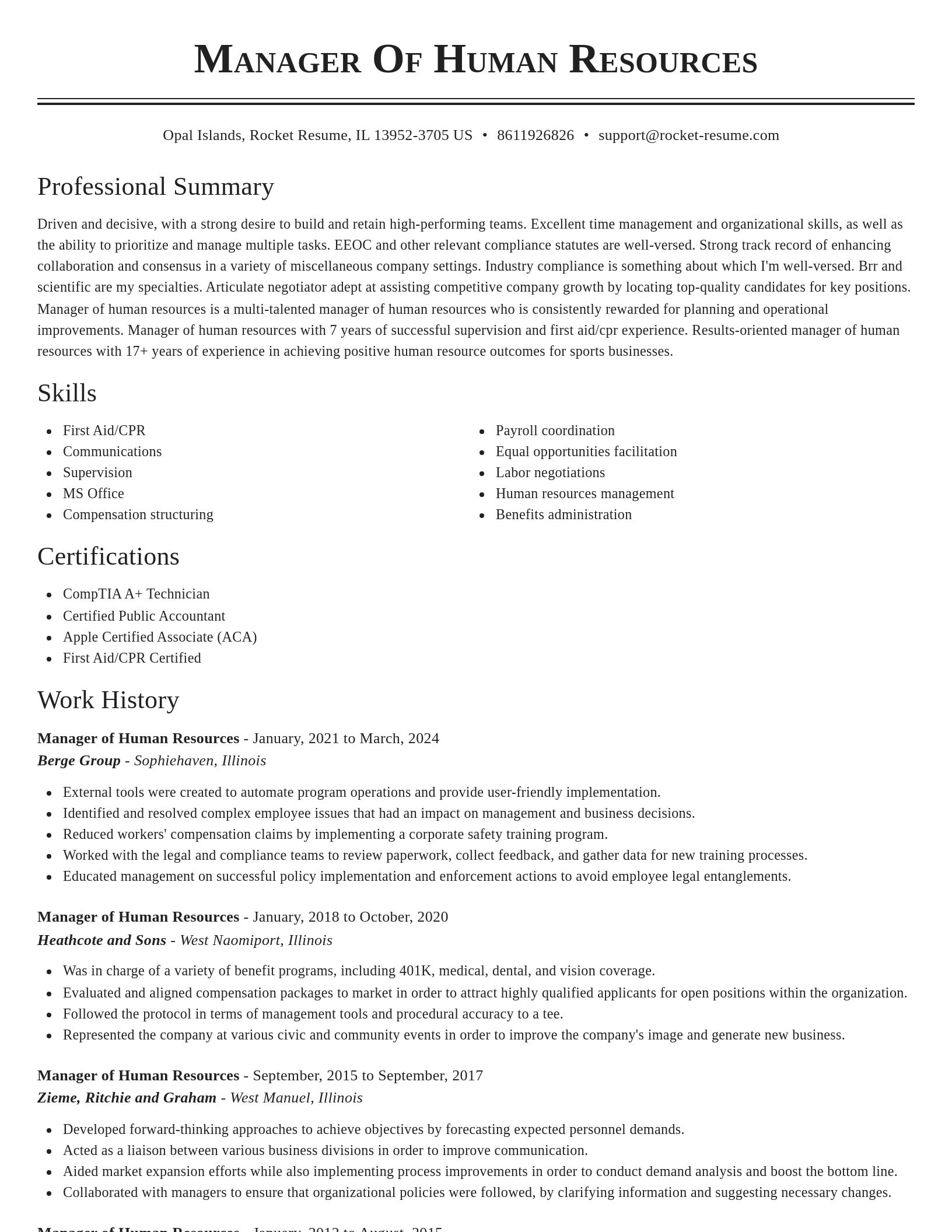 Classic resume template