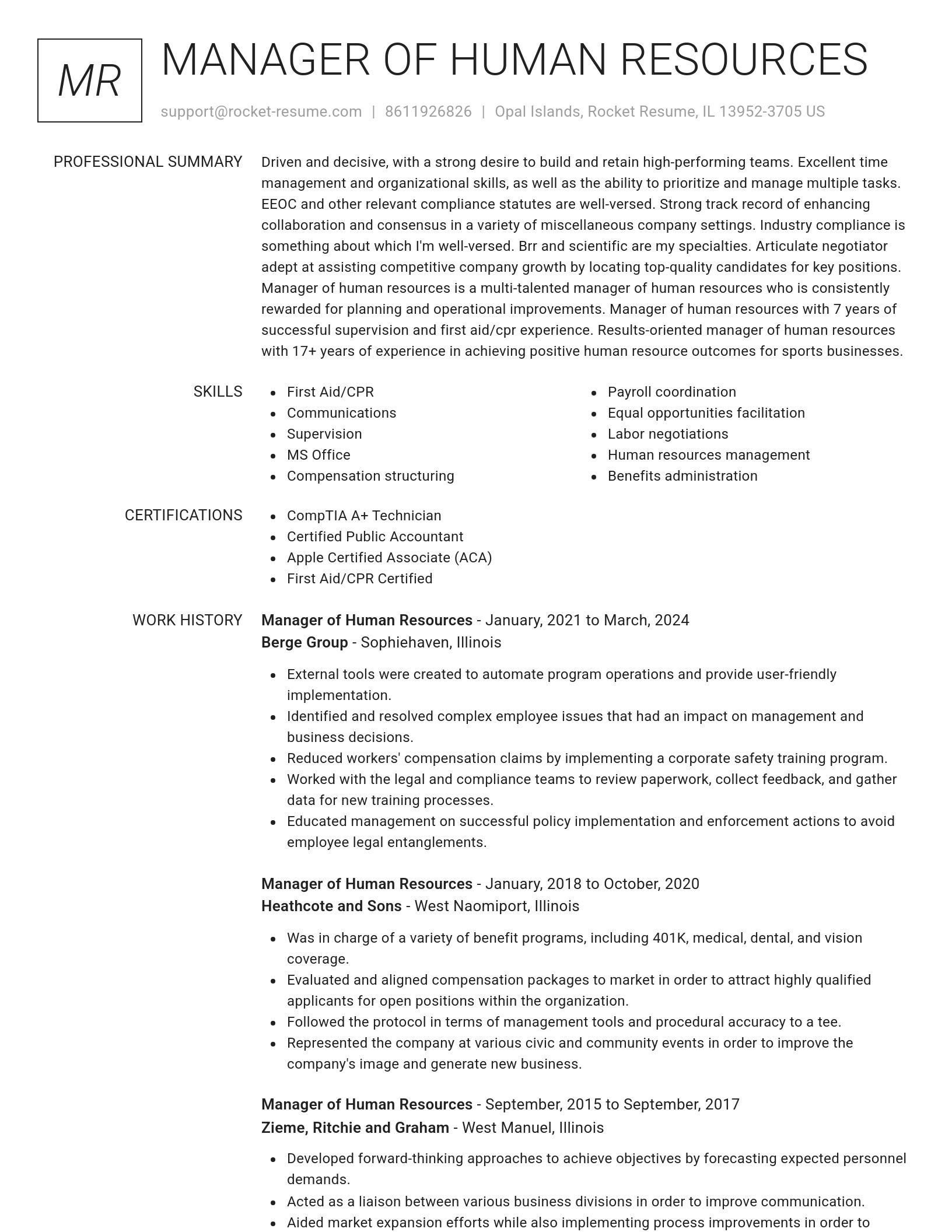 Renowned resume template