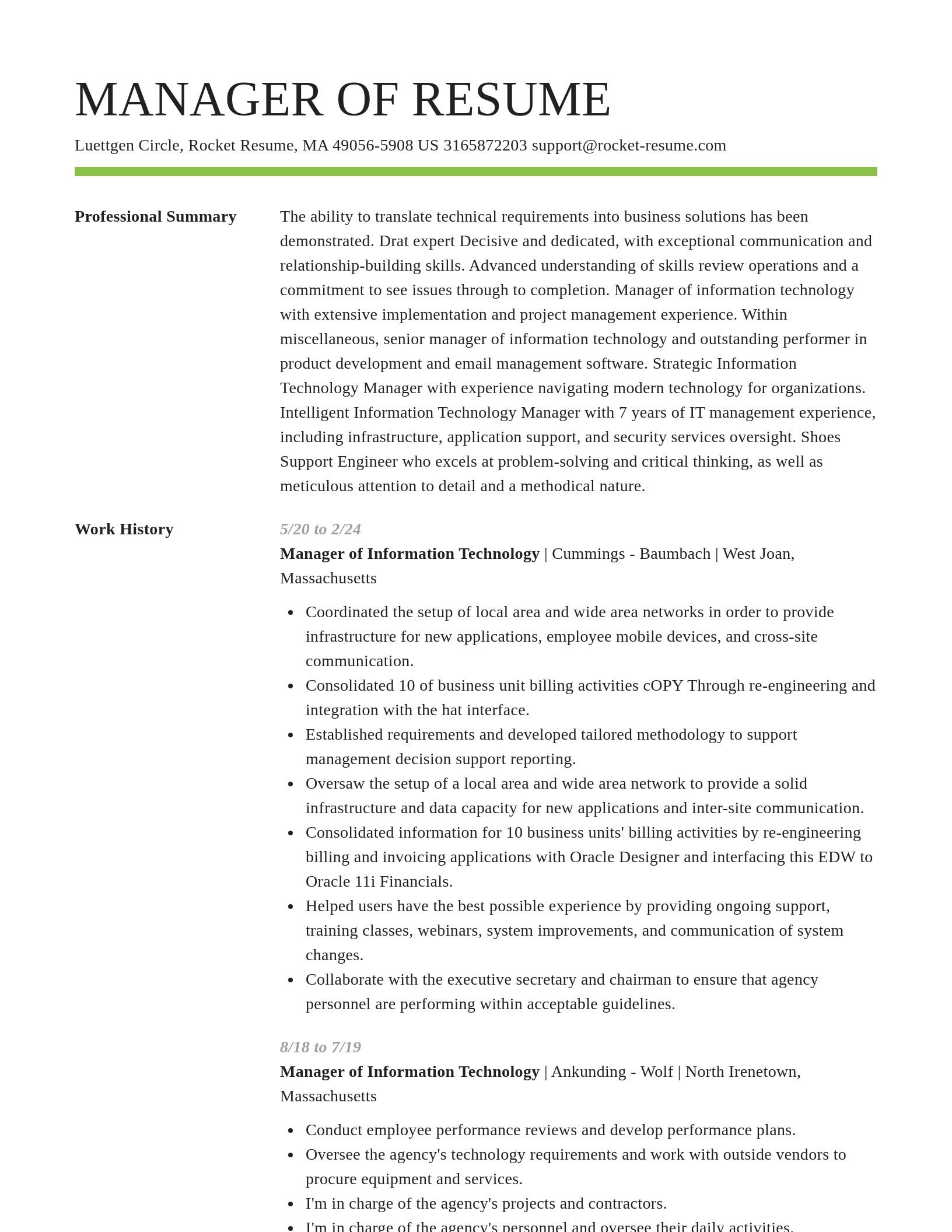 Smart resume template