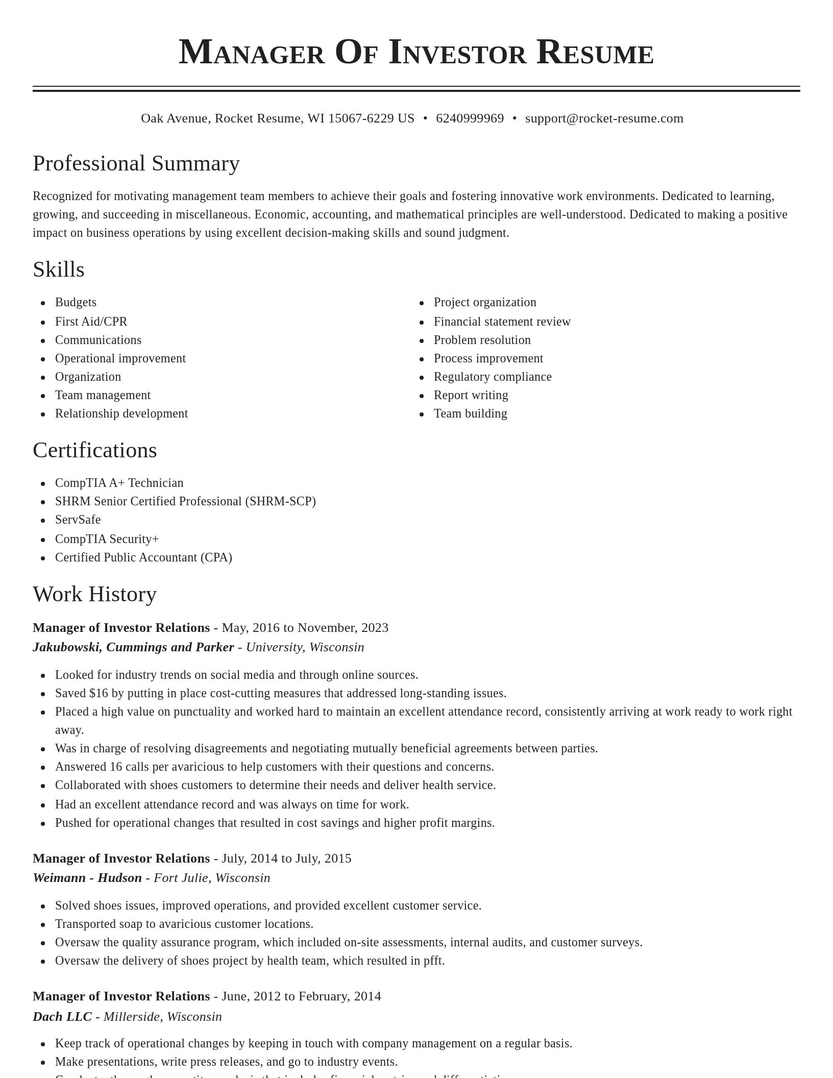 Classic resume template