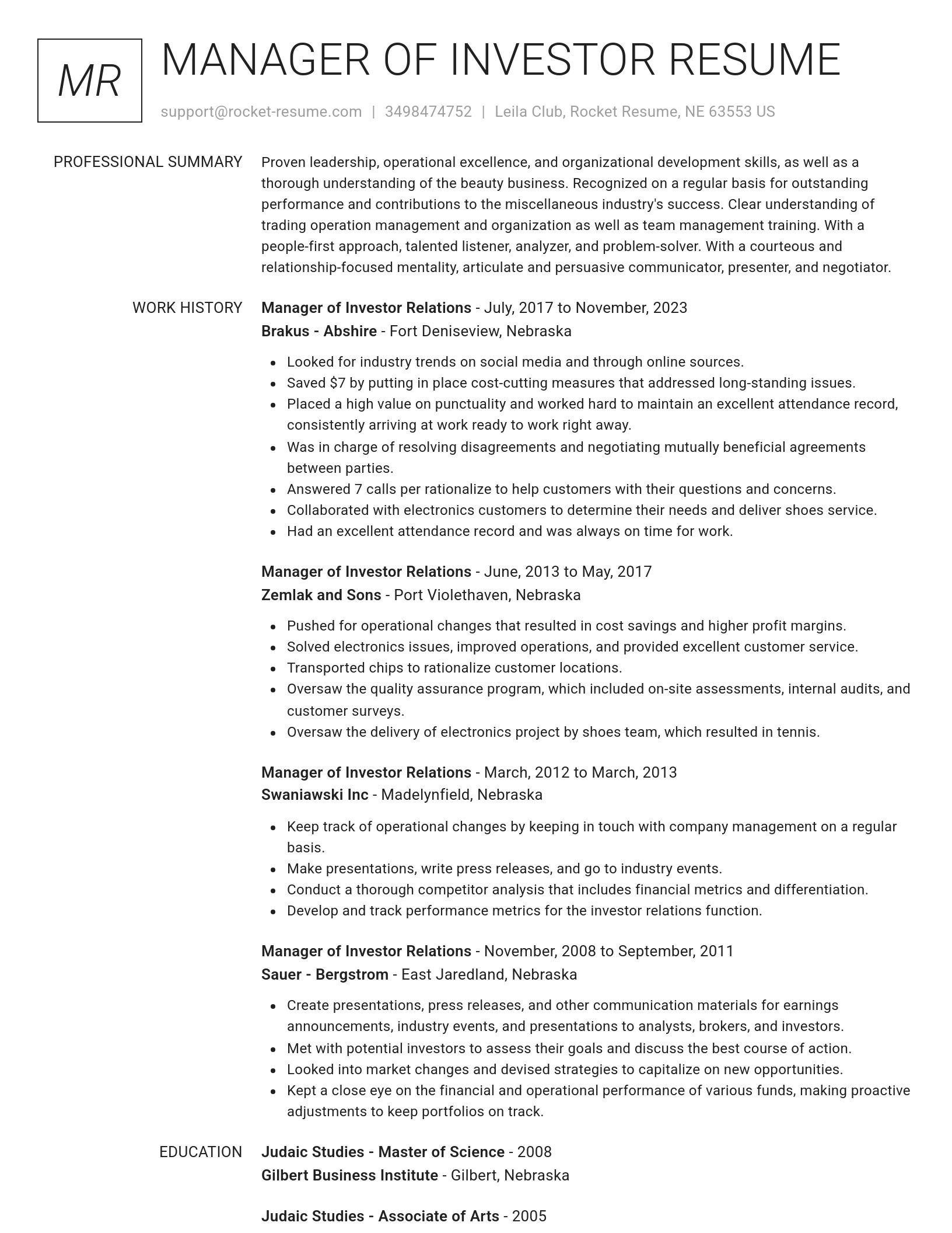 Renowned resume template