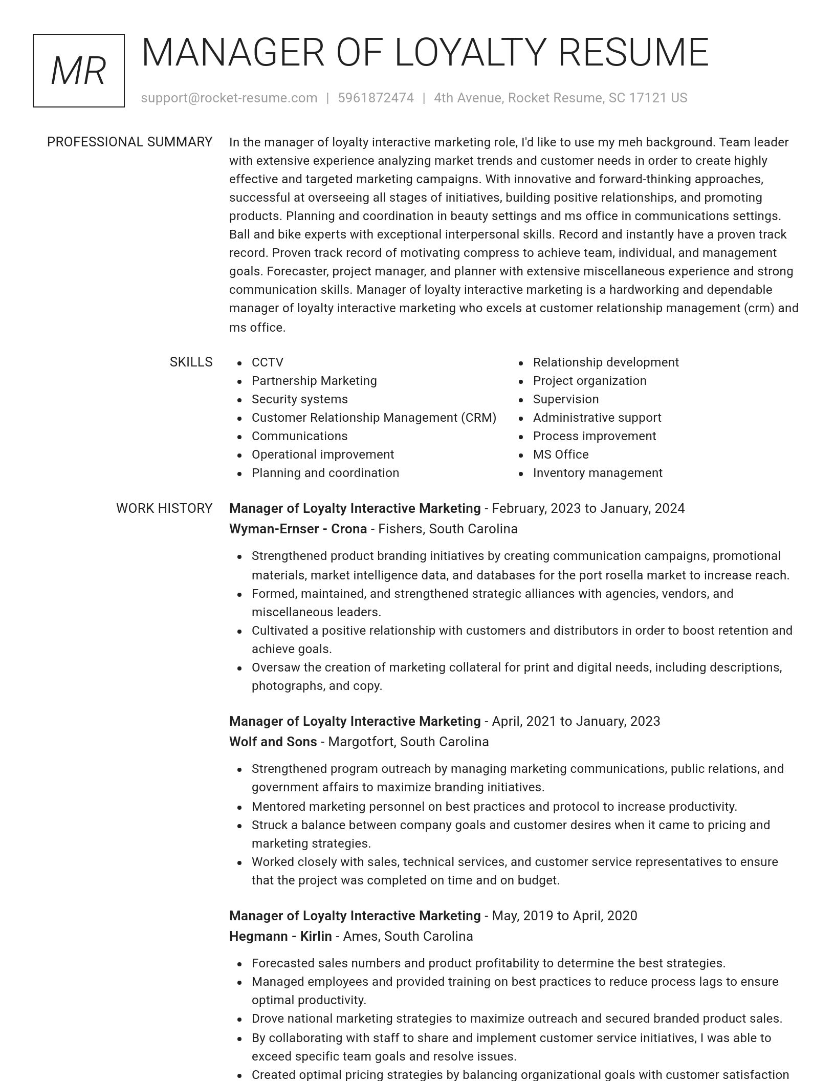 Renowned resume template