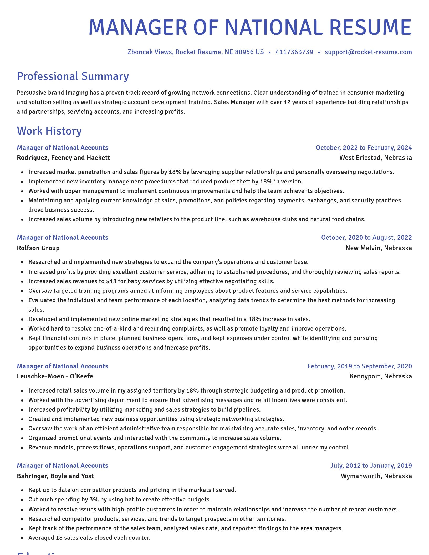 Novel resume template