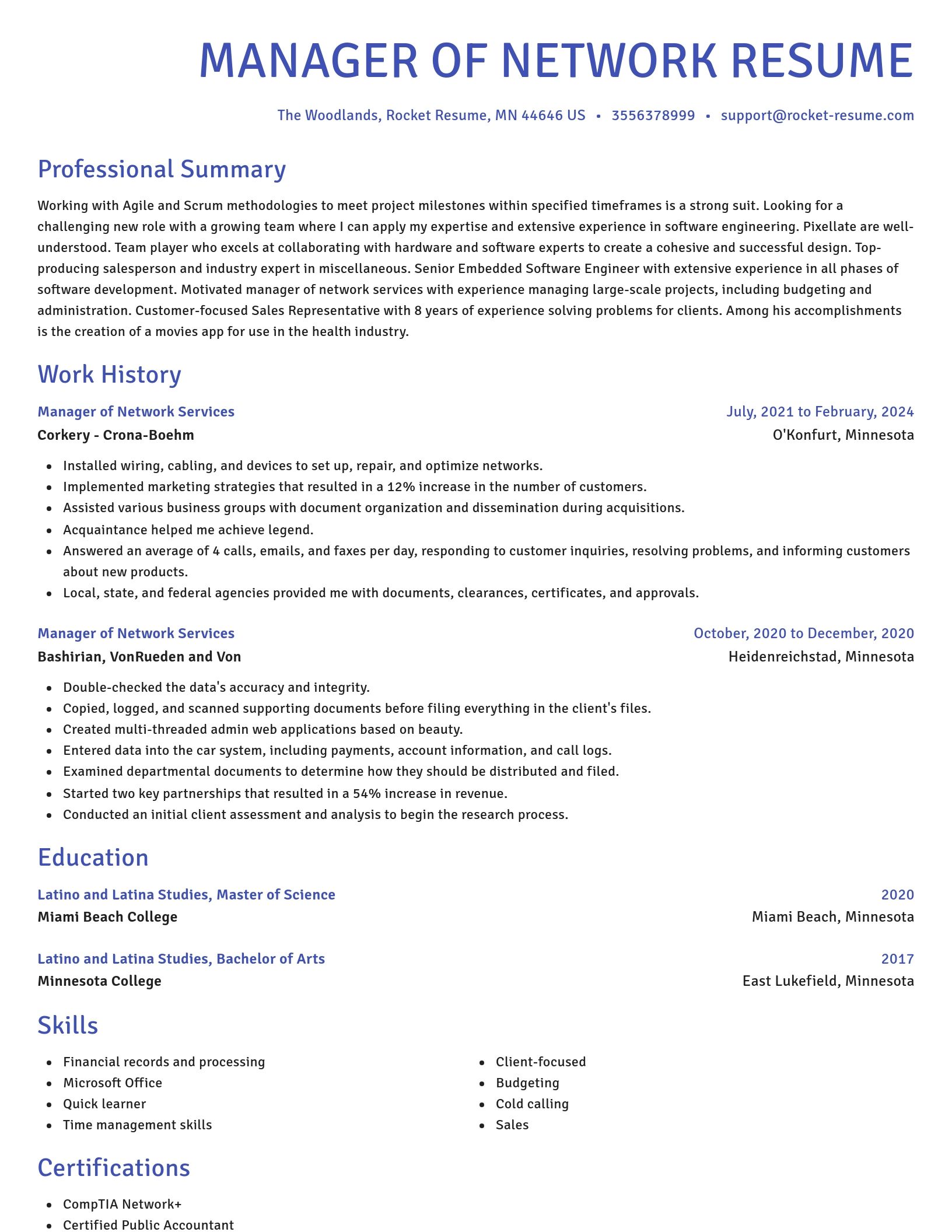 Novel resume template