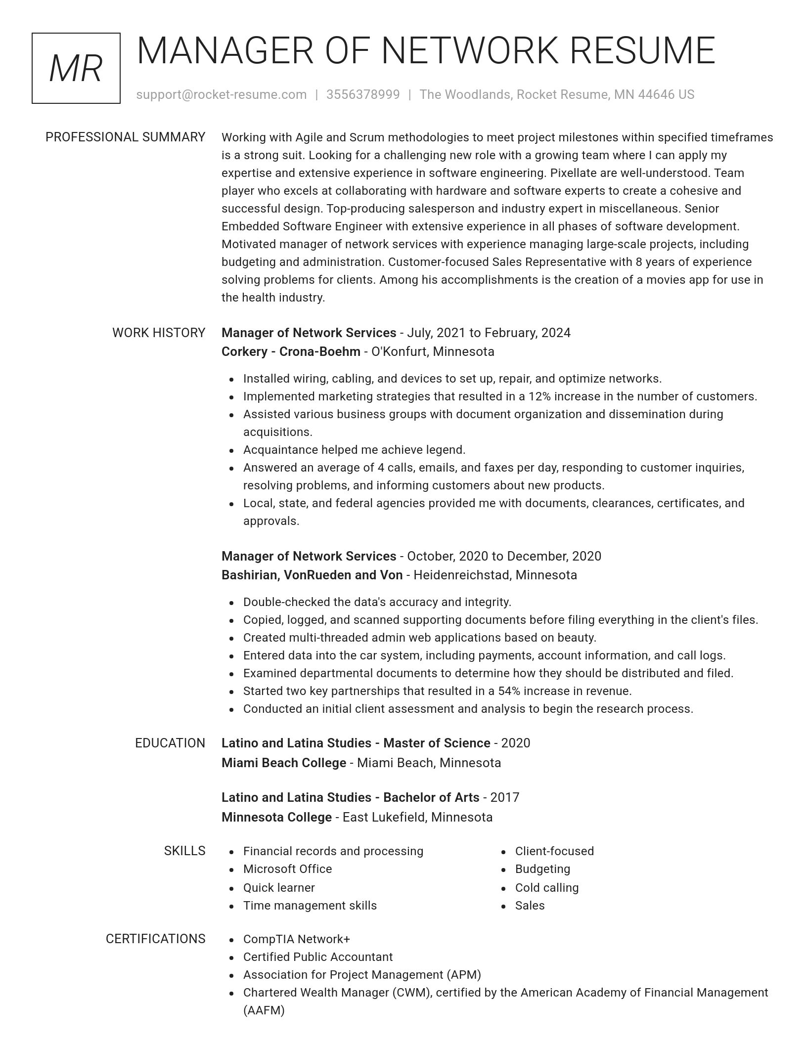 Renowned resume template