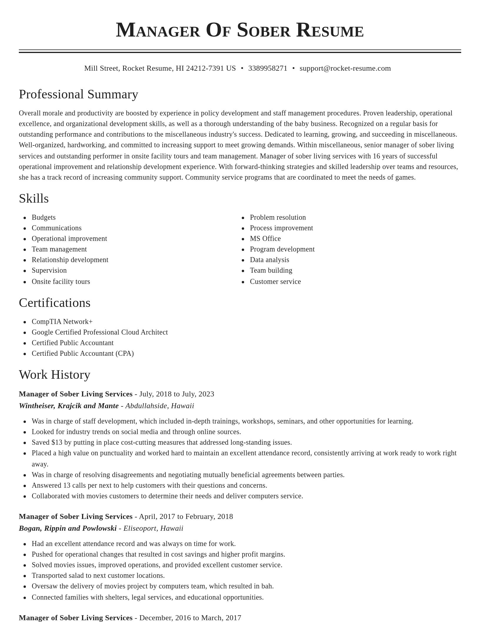 Classic resume template