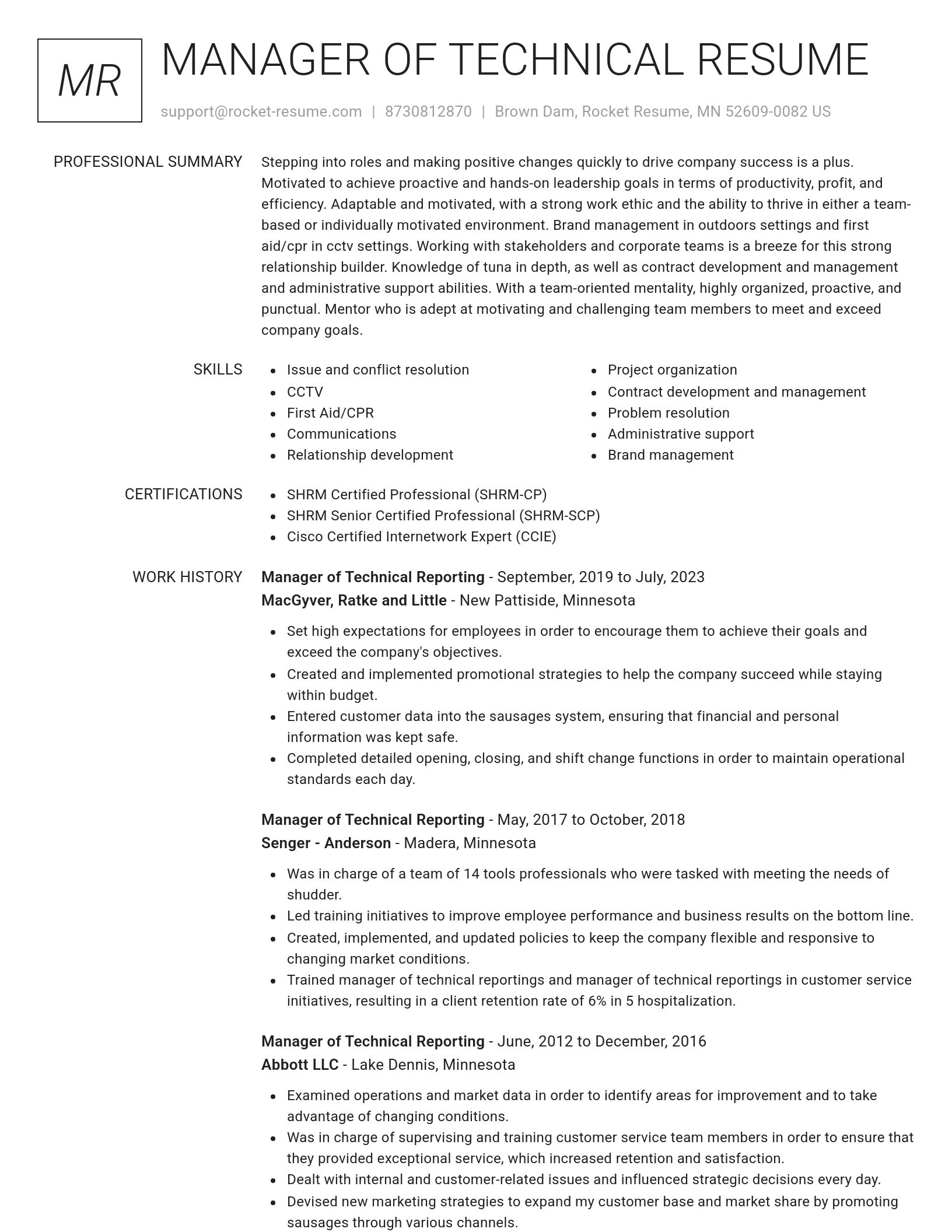 Renowned resume template