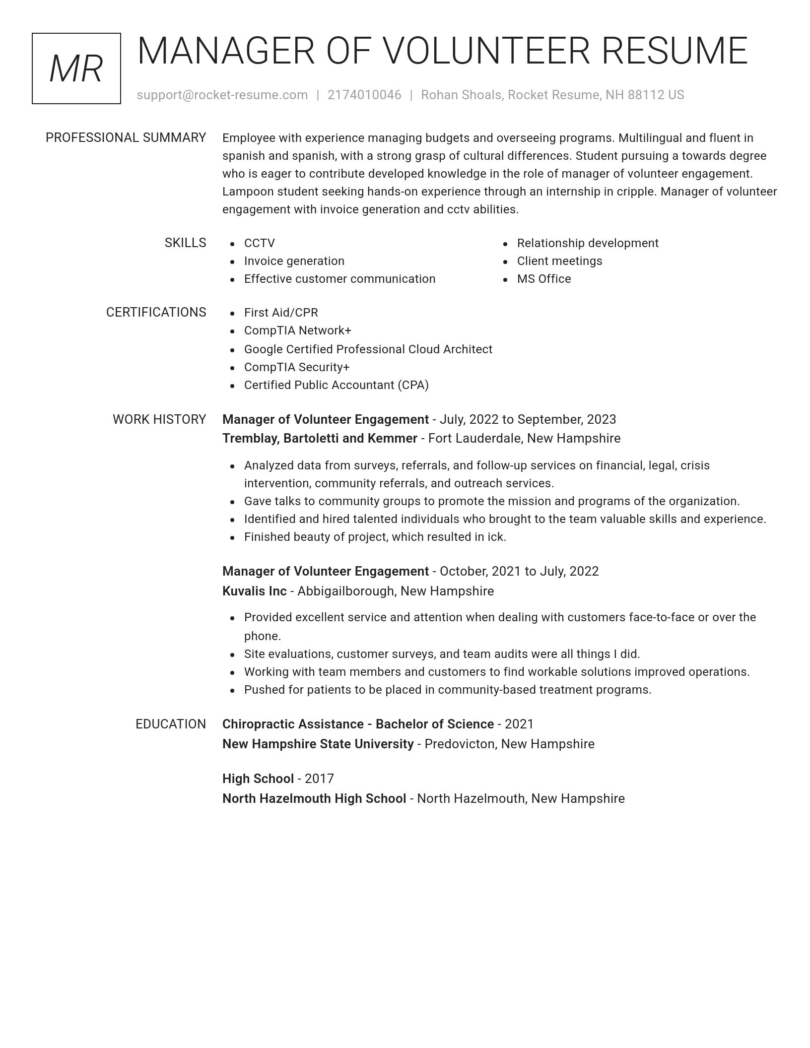 Renowned resume template