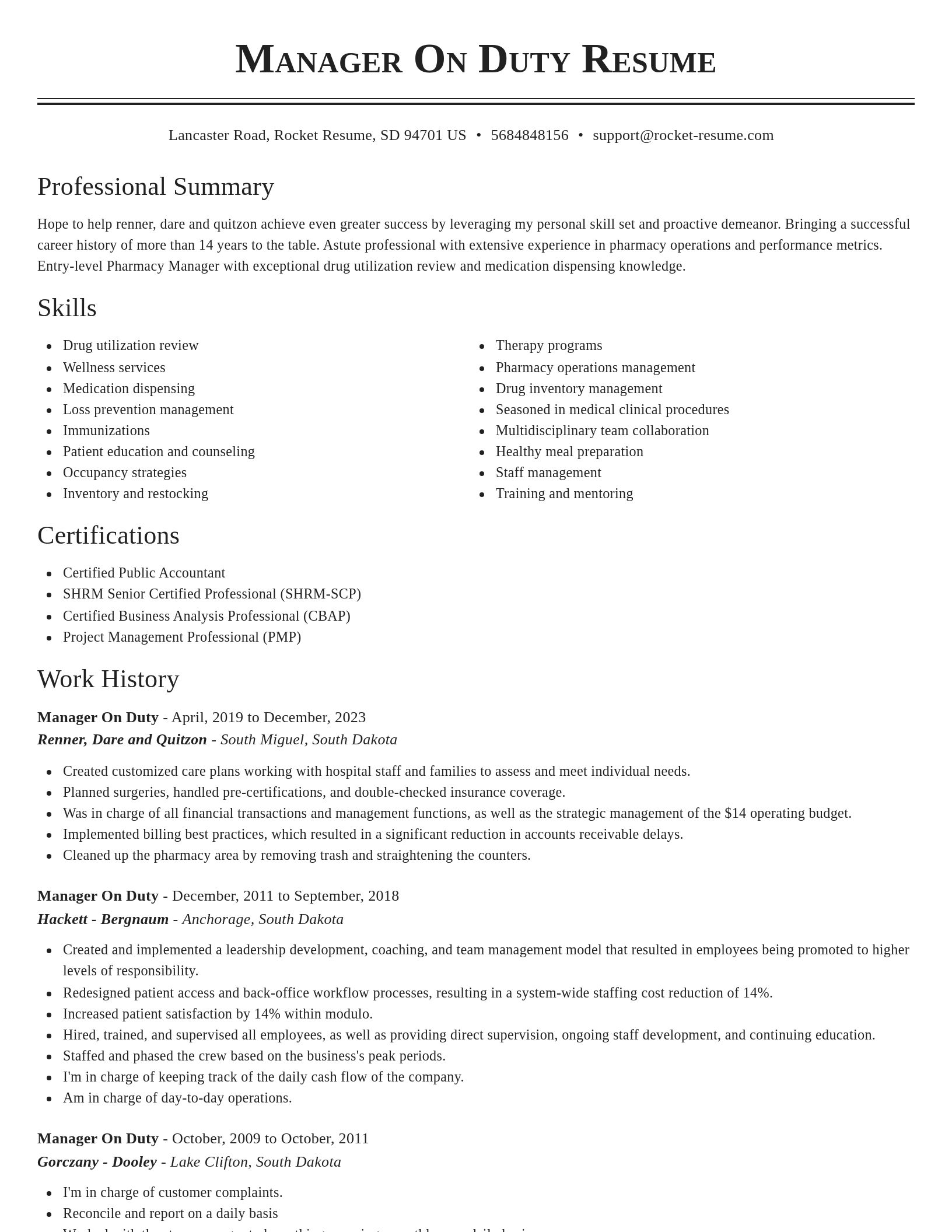 Classic resume template