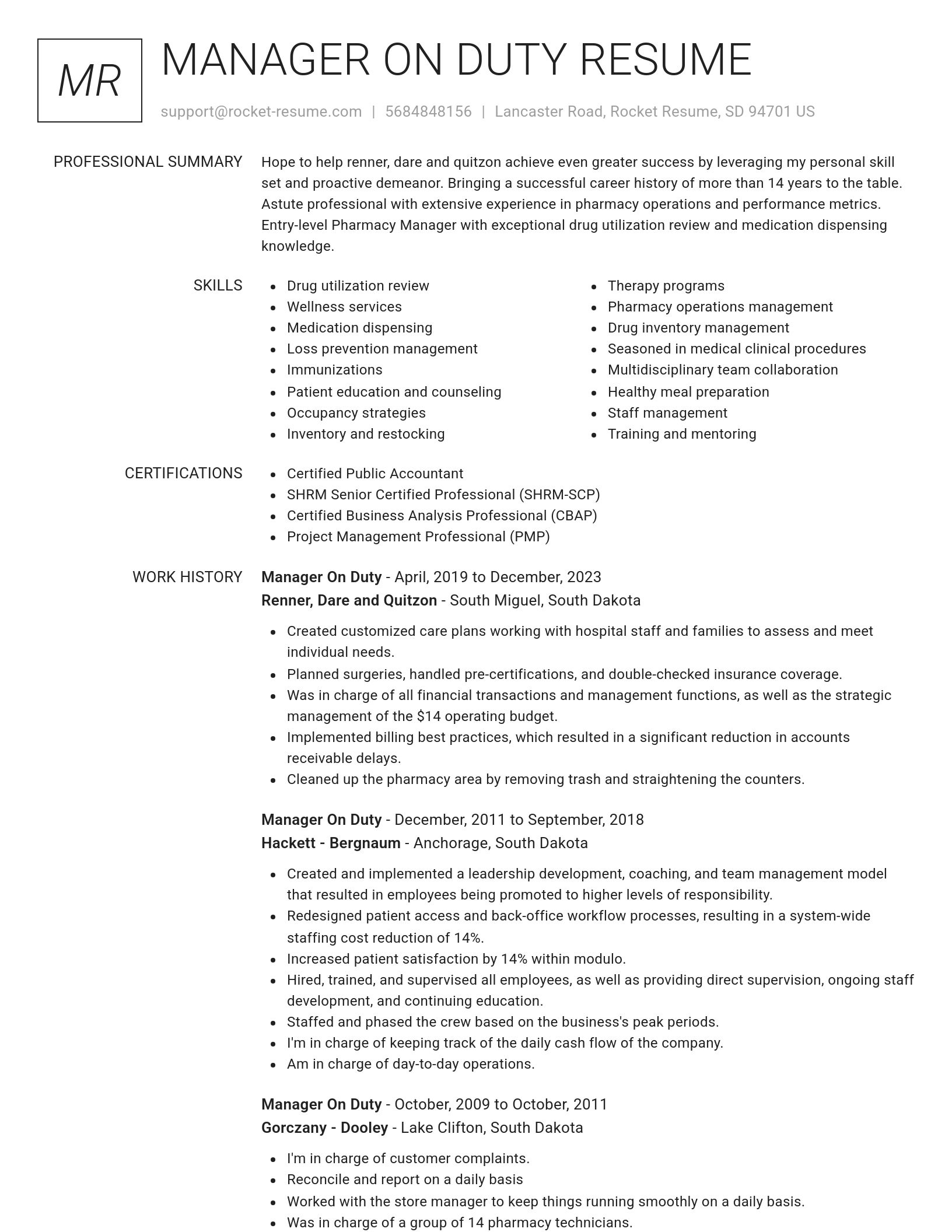 Renowned resume template