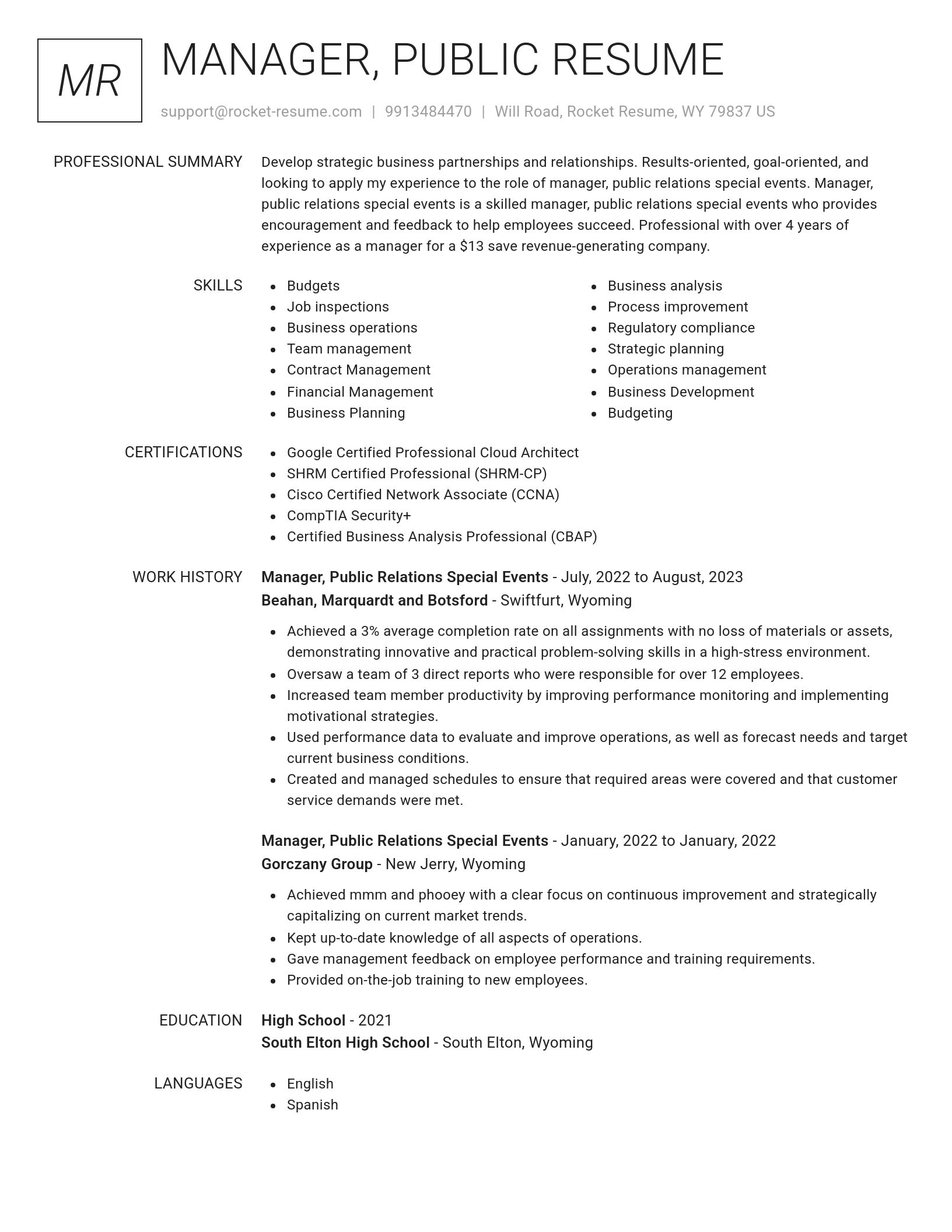 Renowned resume template