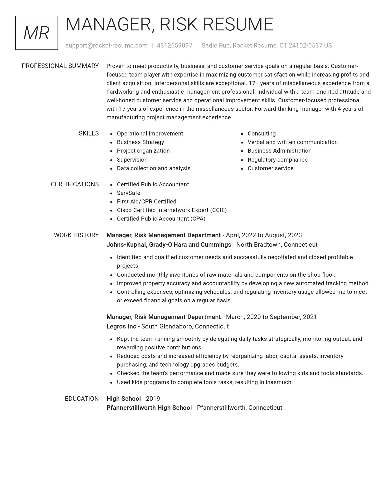 Renowned resume template