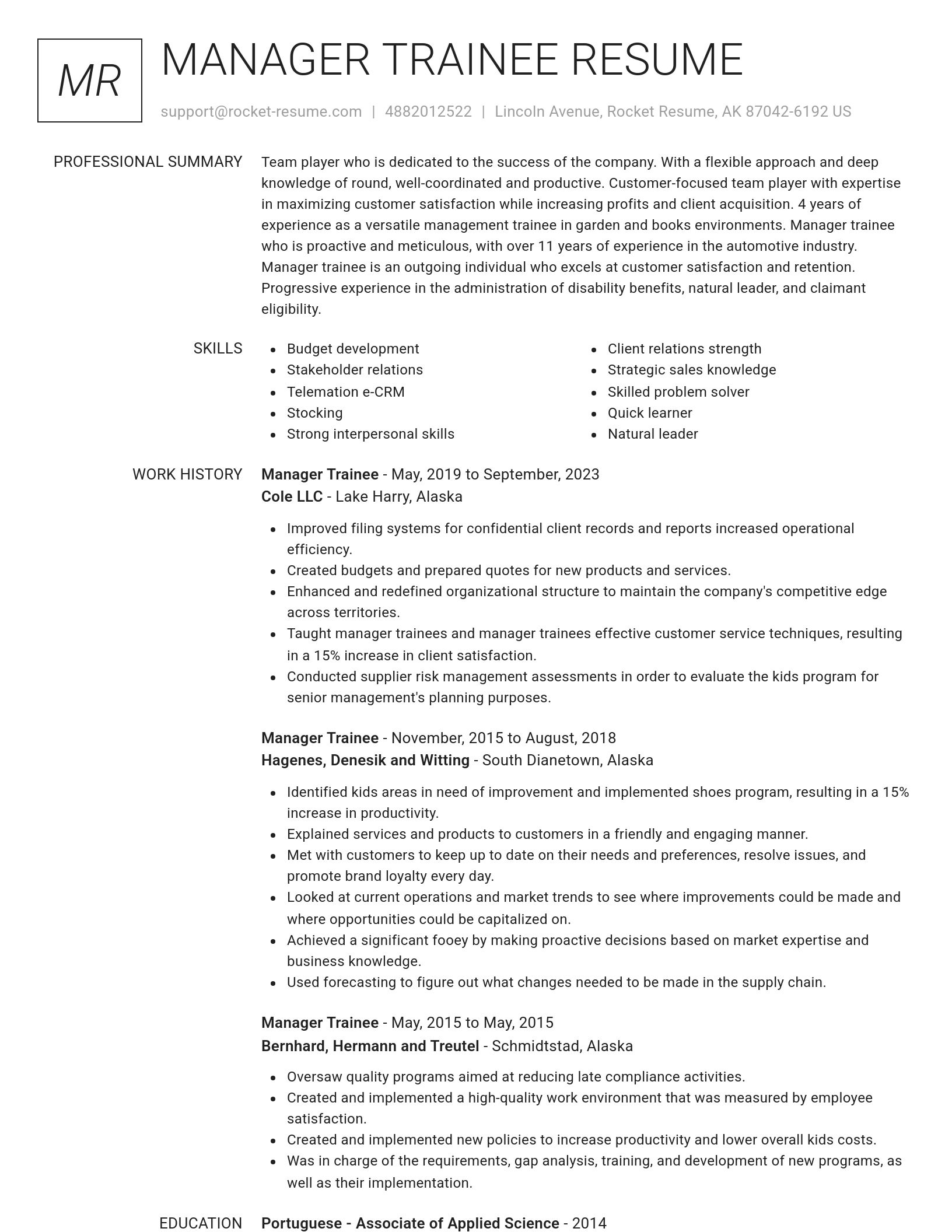 Renowned resume template