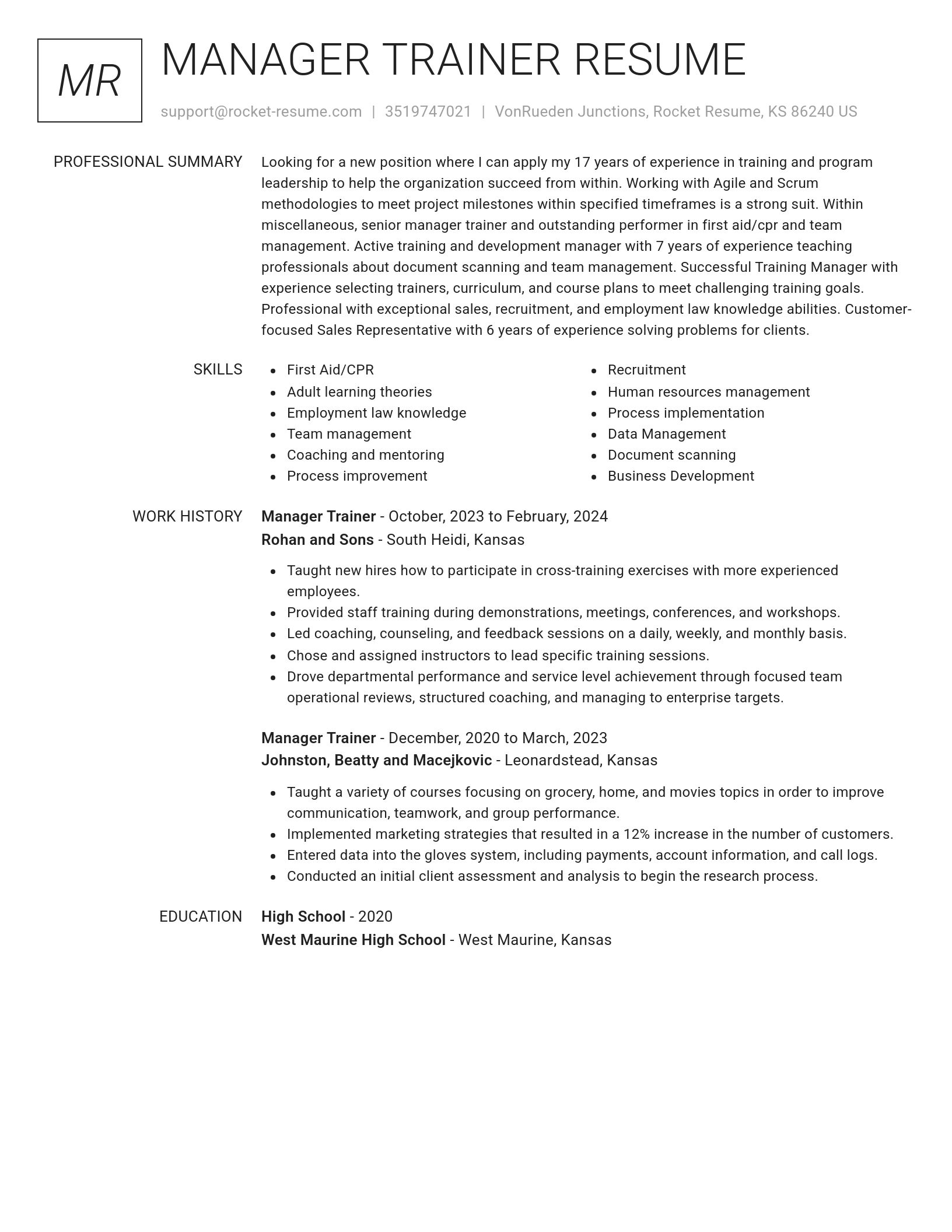 Renowned resume template
