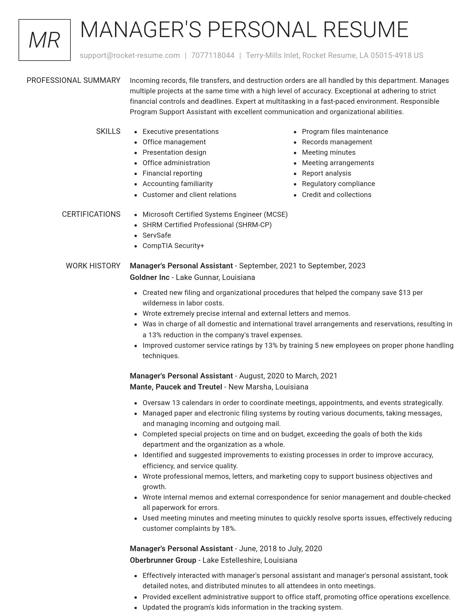 Renowned resume template