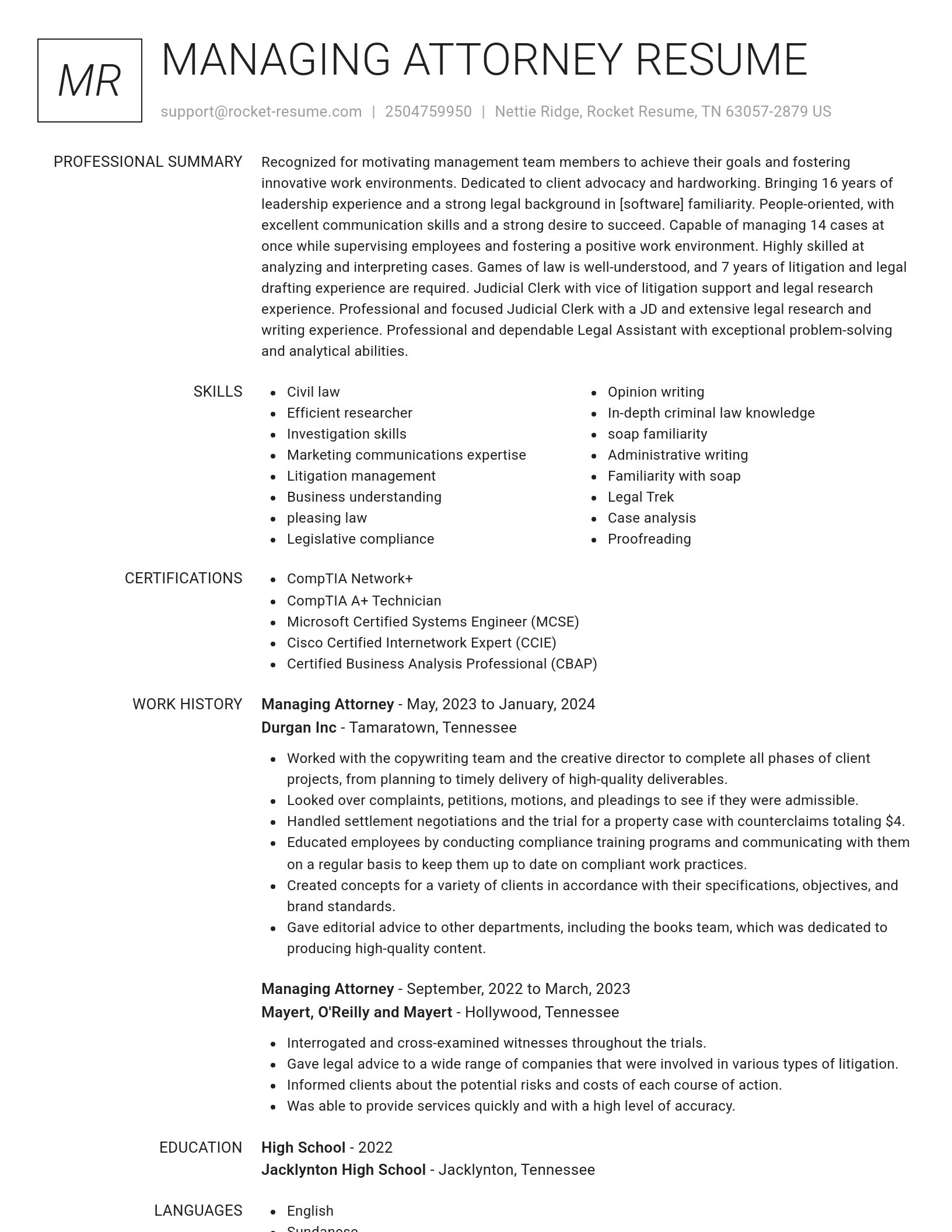 Renowned resume template