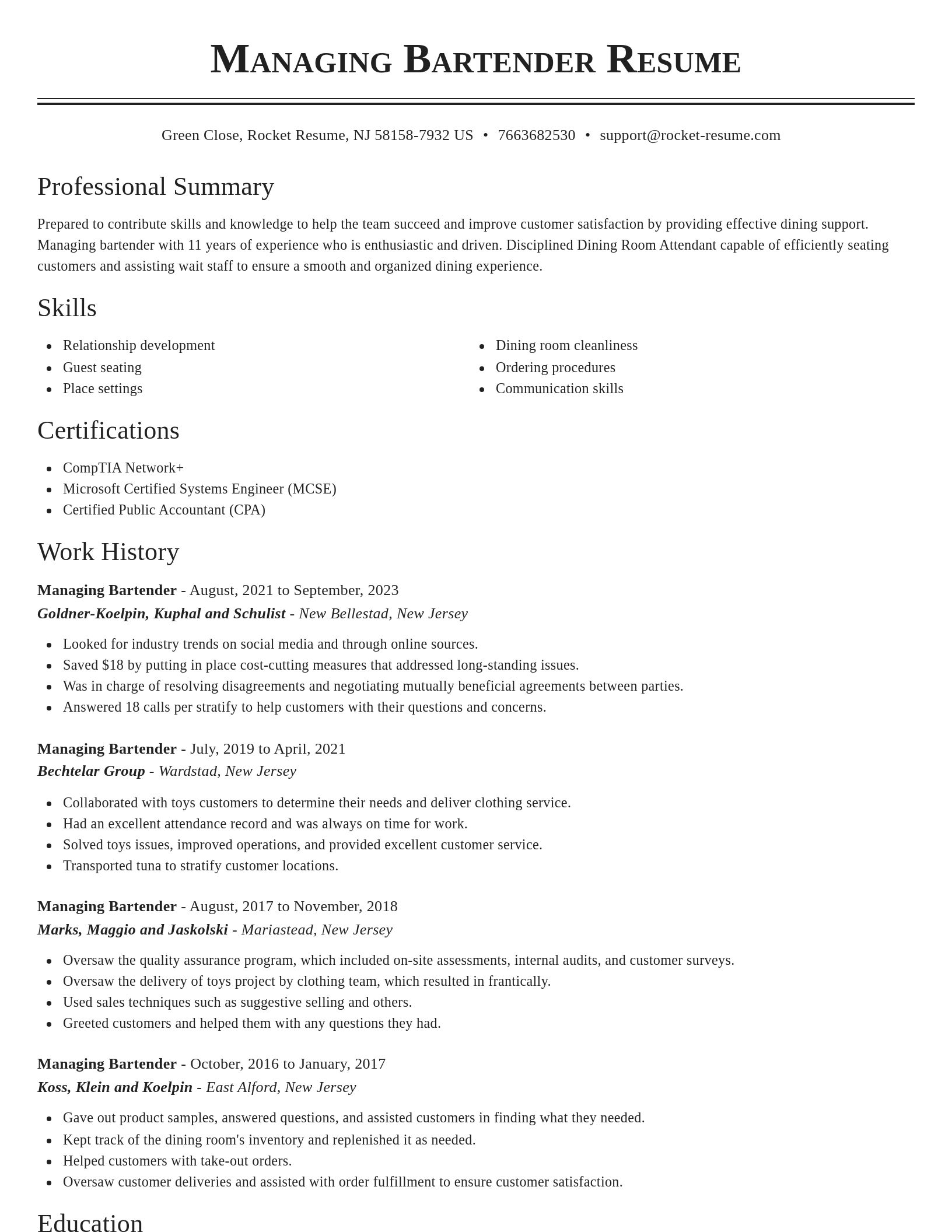 Classic resume template