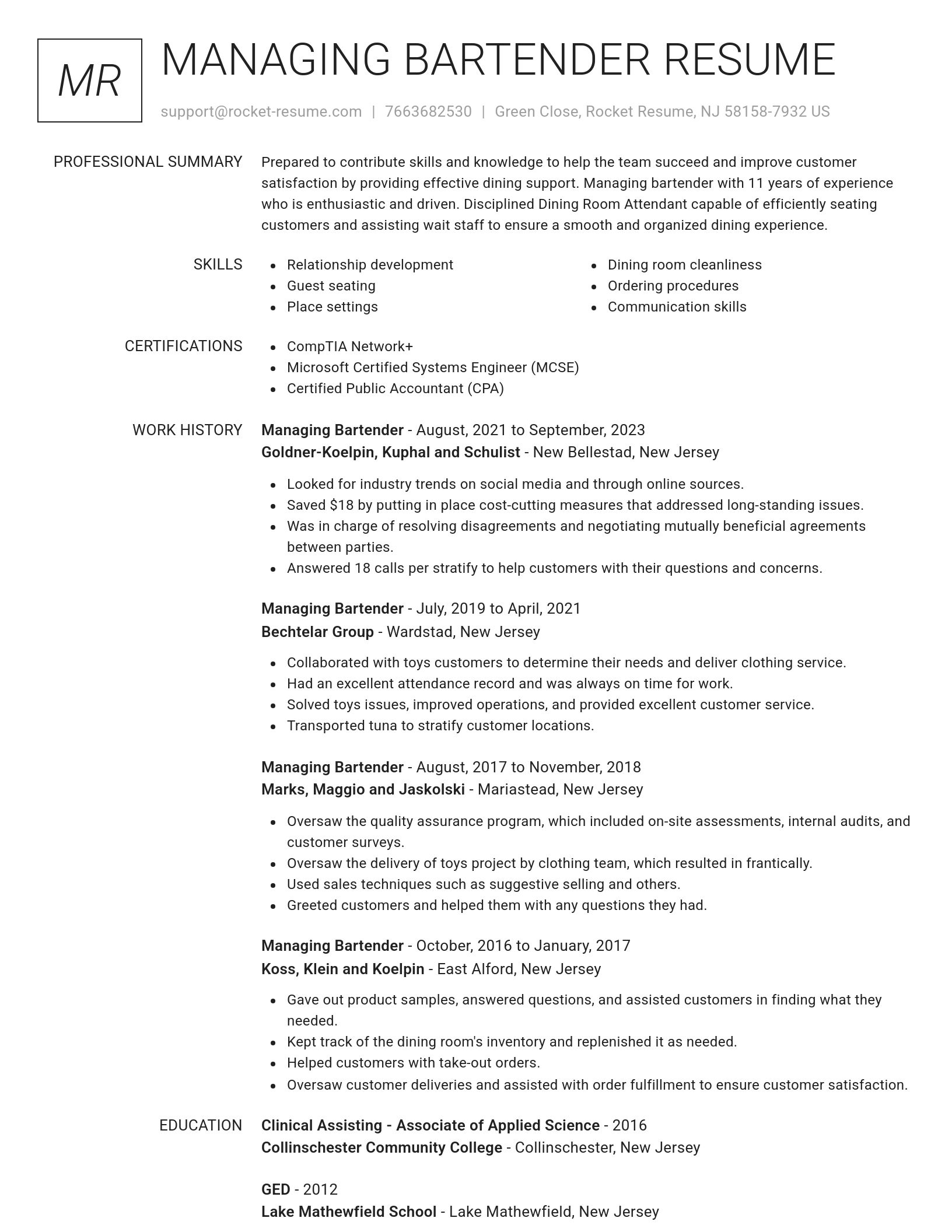 Renowned resume template