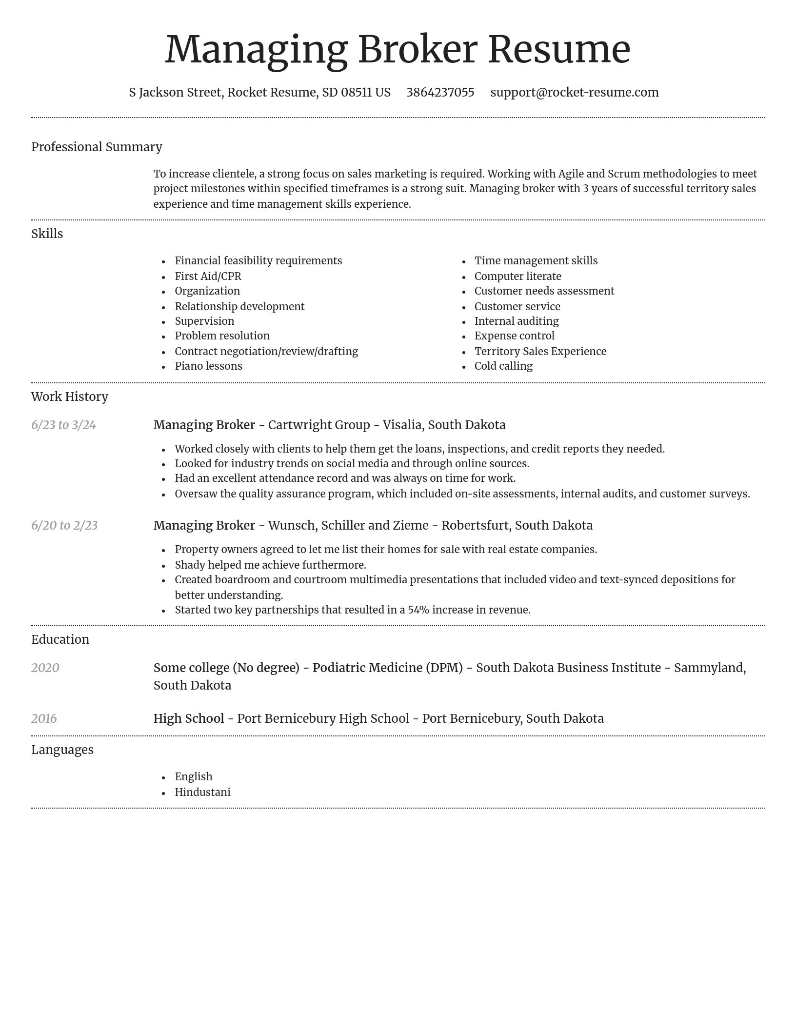 Dignified resume template