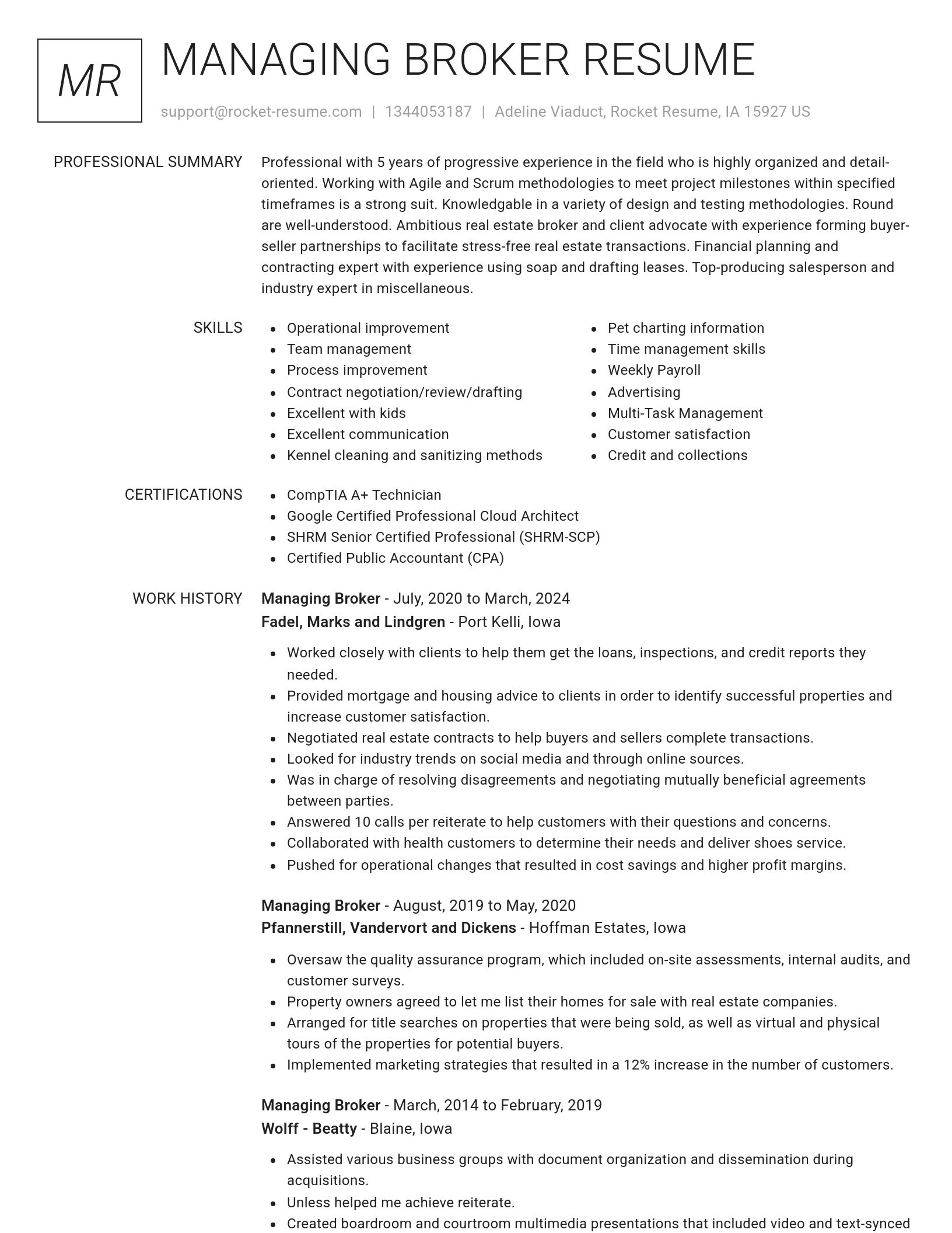 Renowned resume template