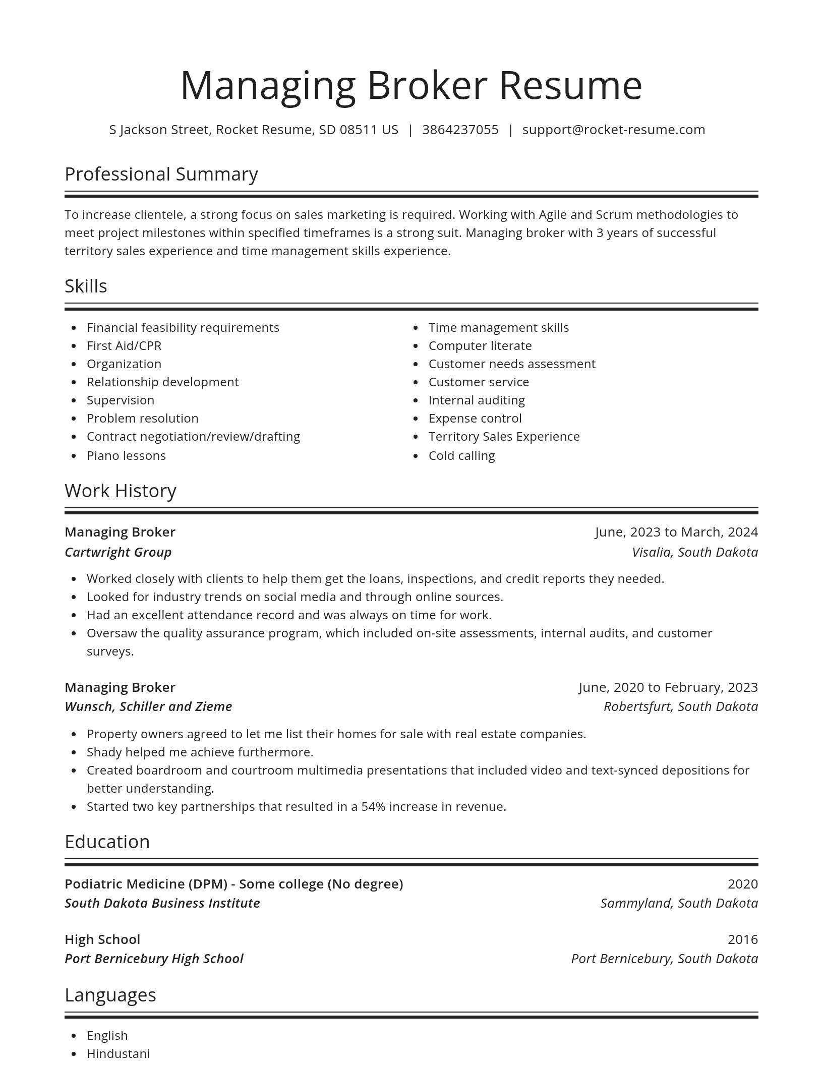 Spotlight resume template