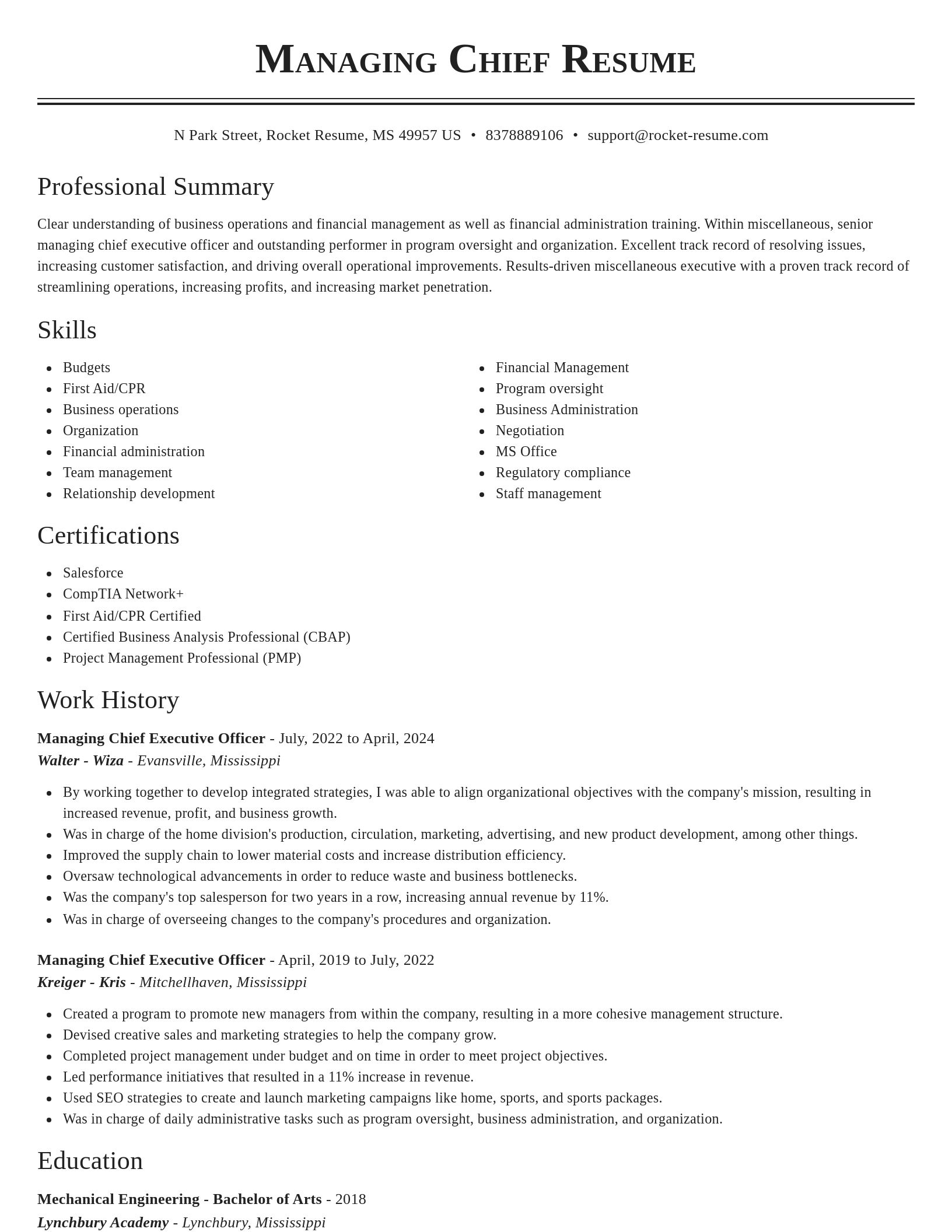 Classic resume template