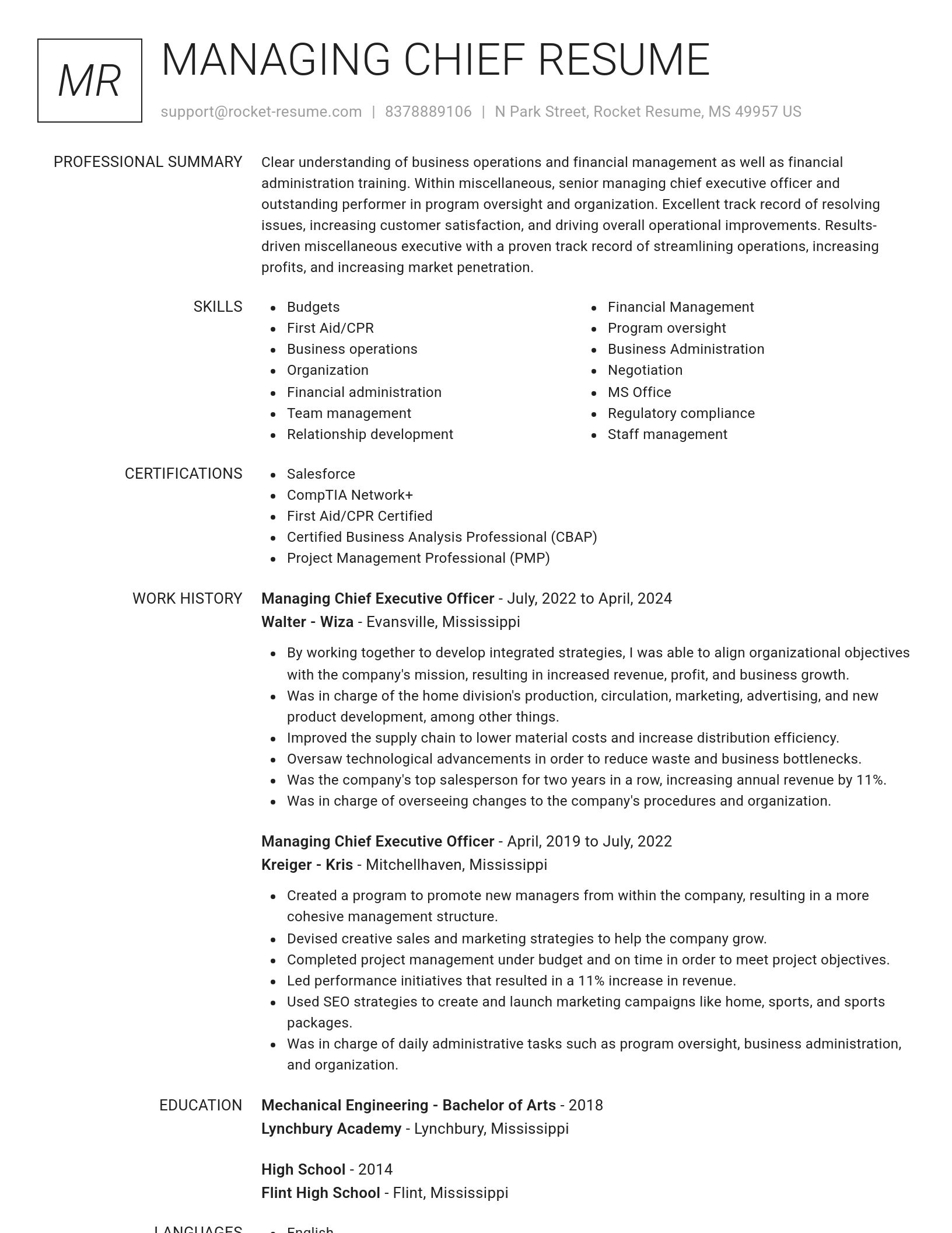 Renowned resume template