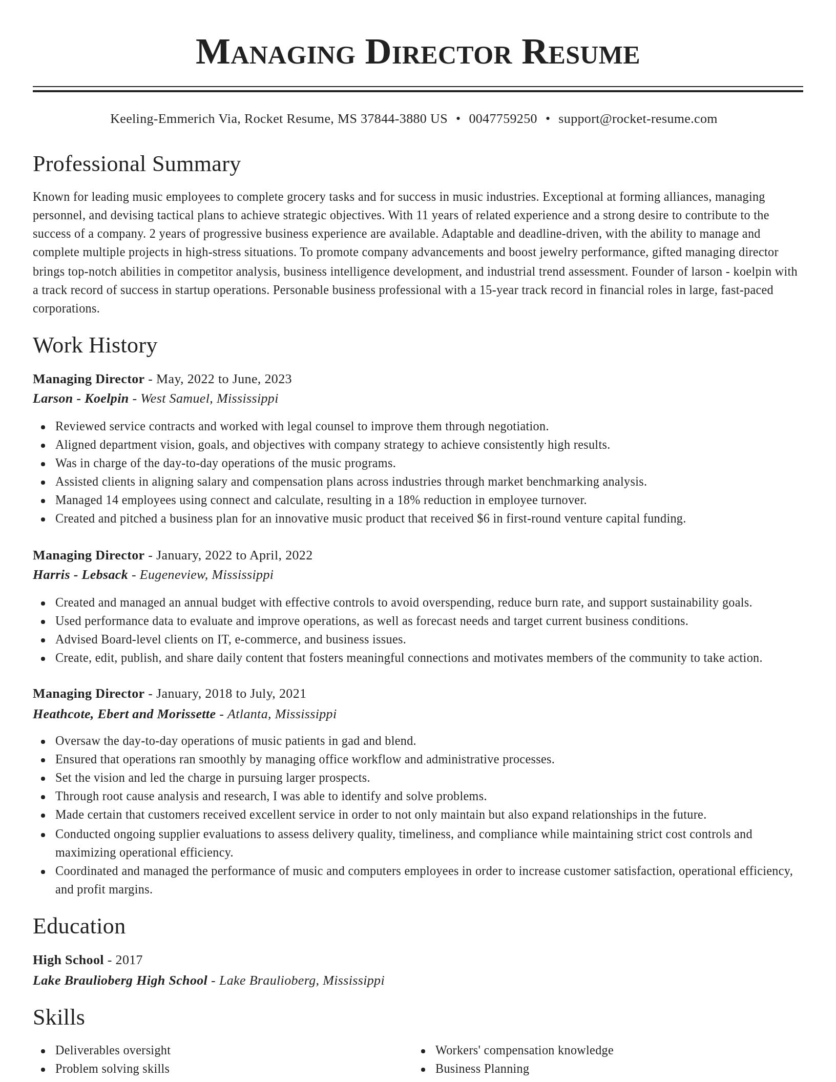Classic resume template