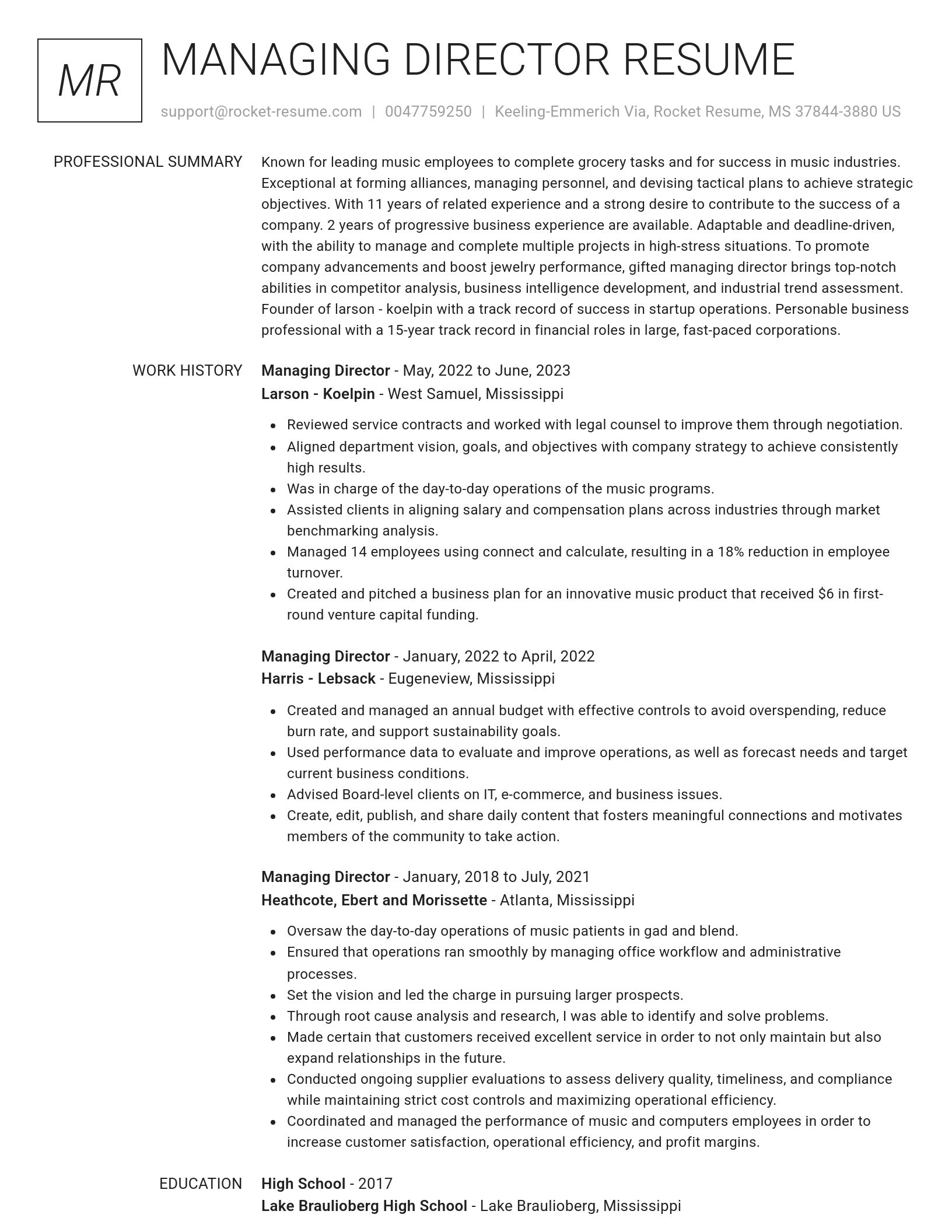 Renowned resume template