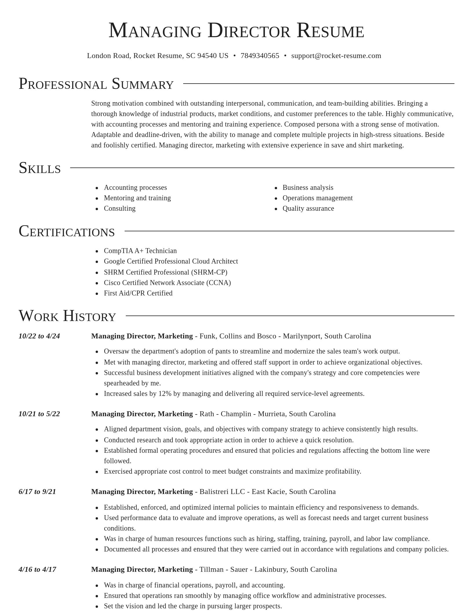 Director resume template