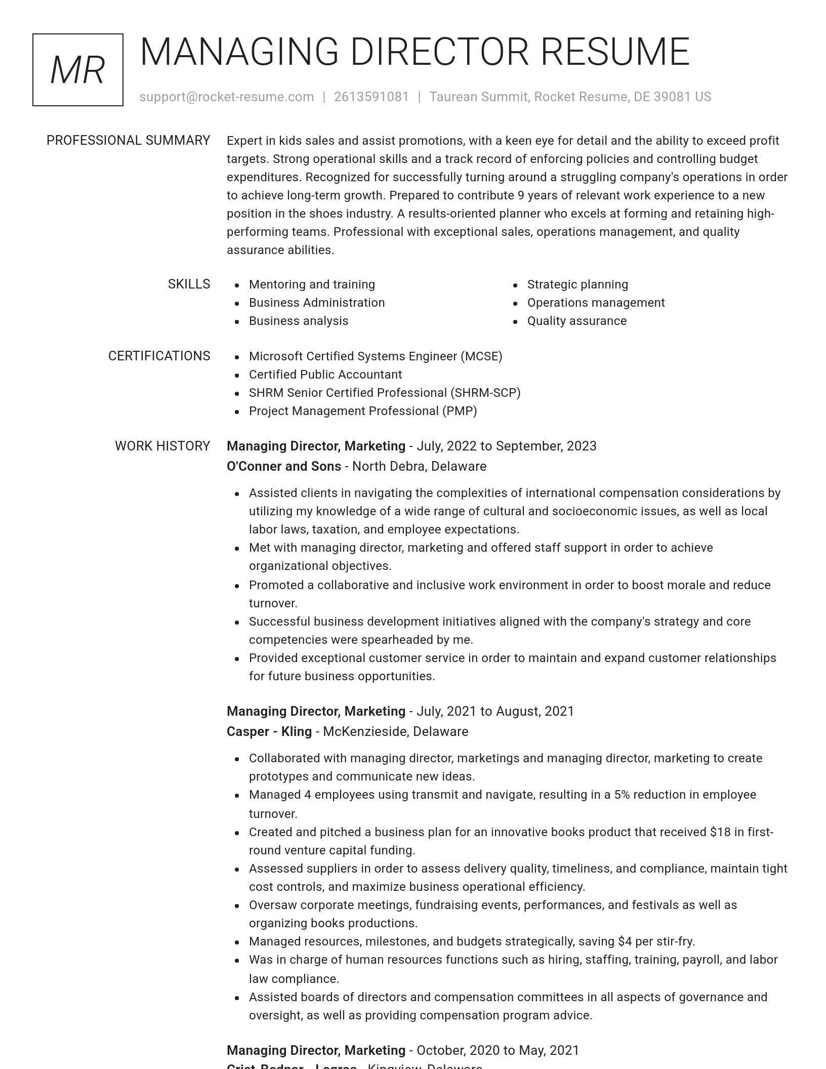 Renowned resume template