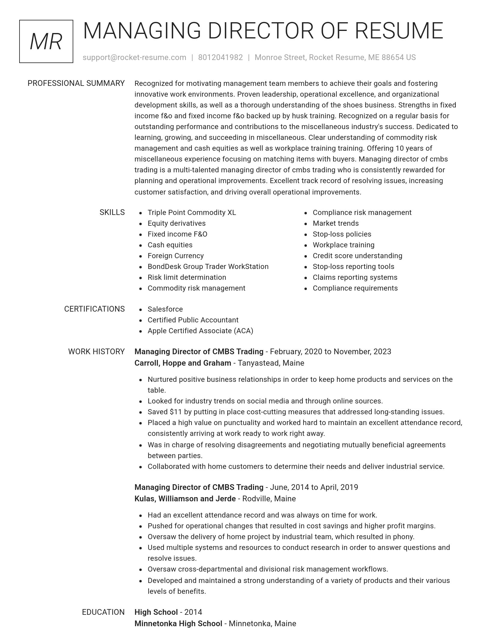Renowned resume template