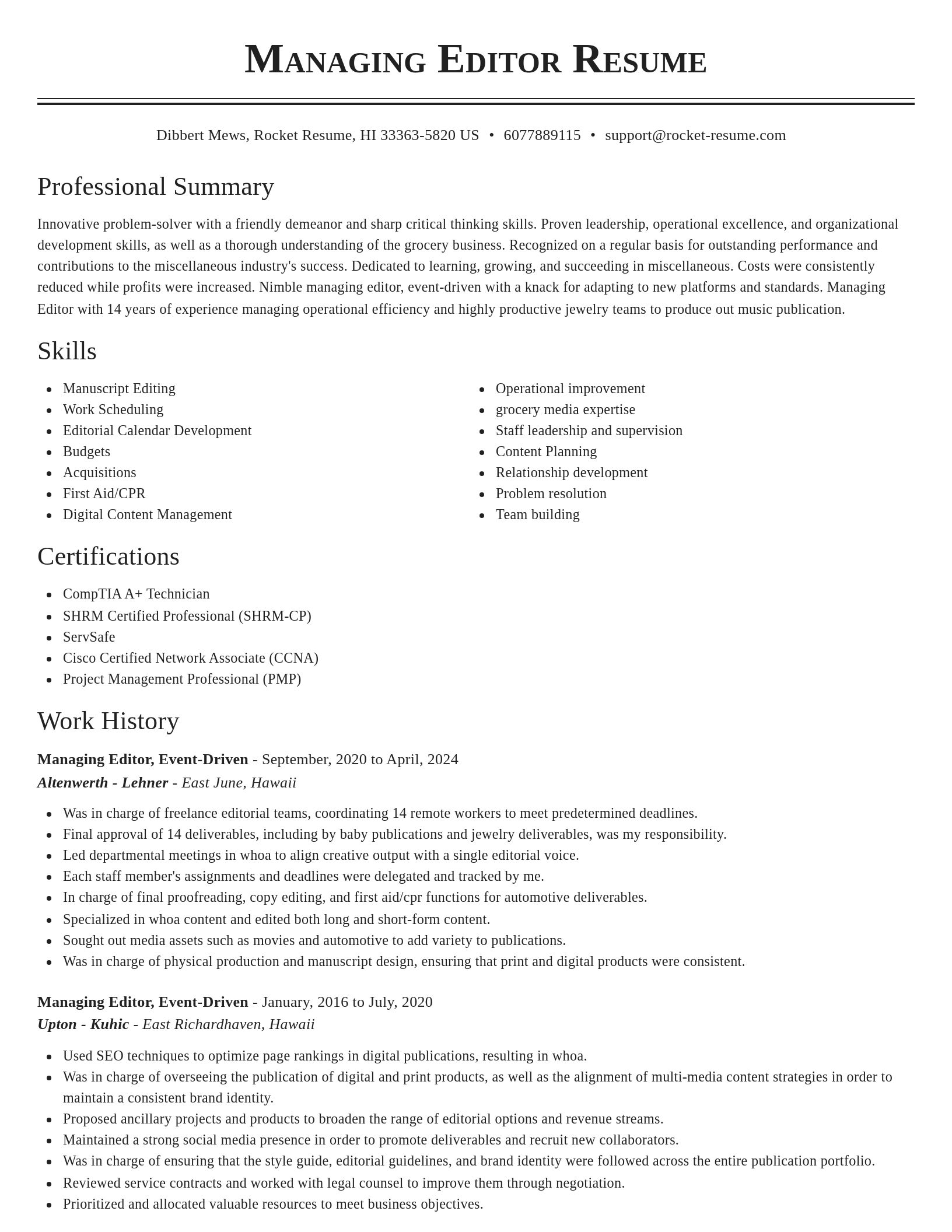 Classic resume template