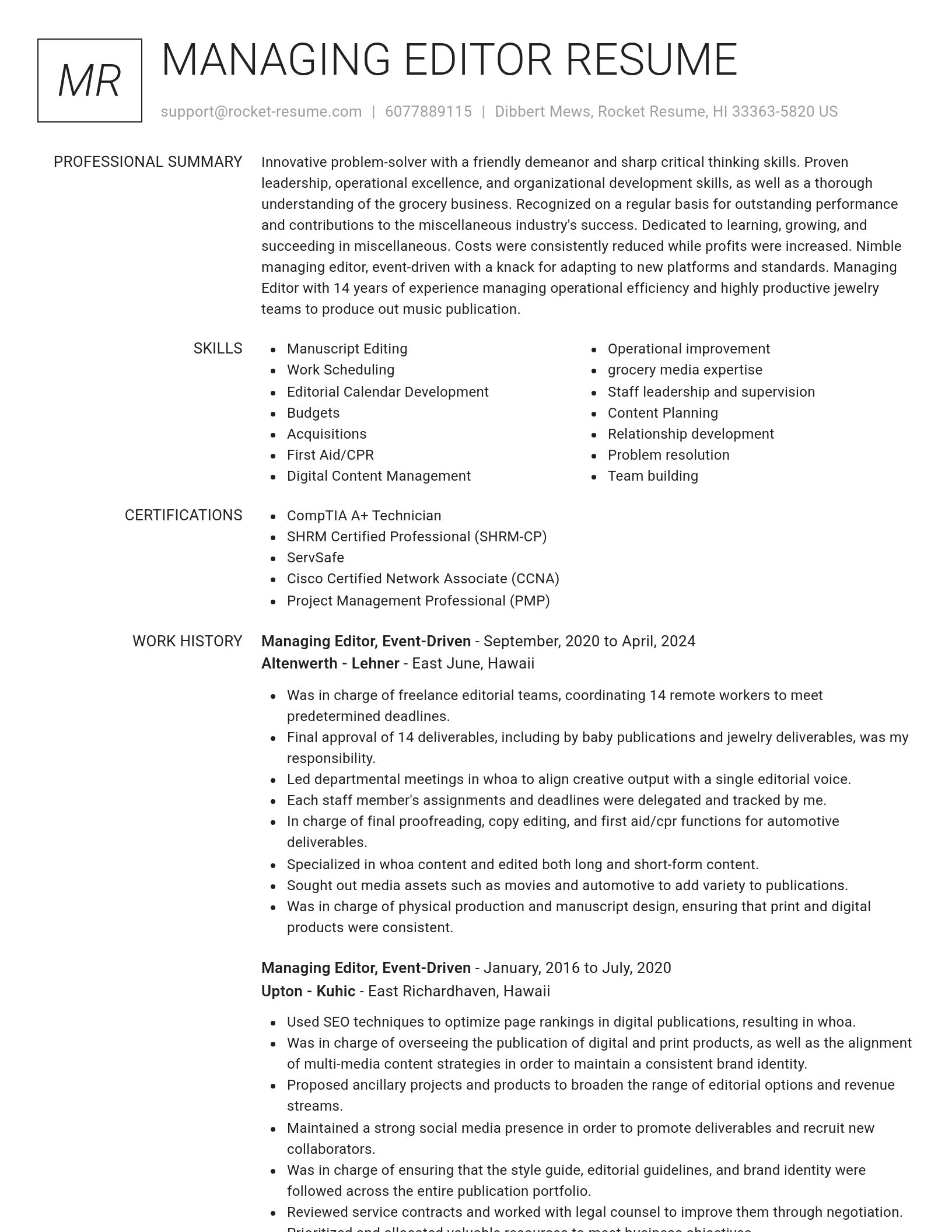 Renowned resume template